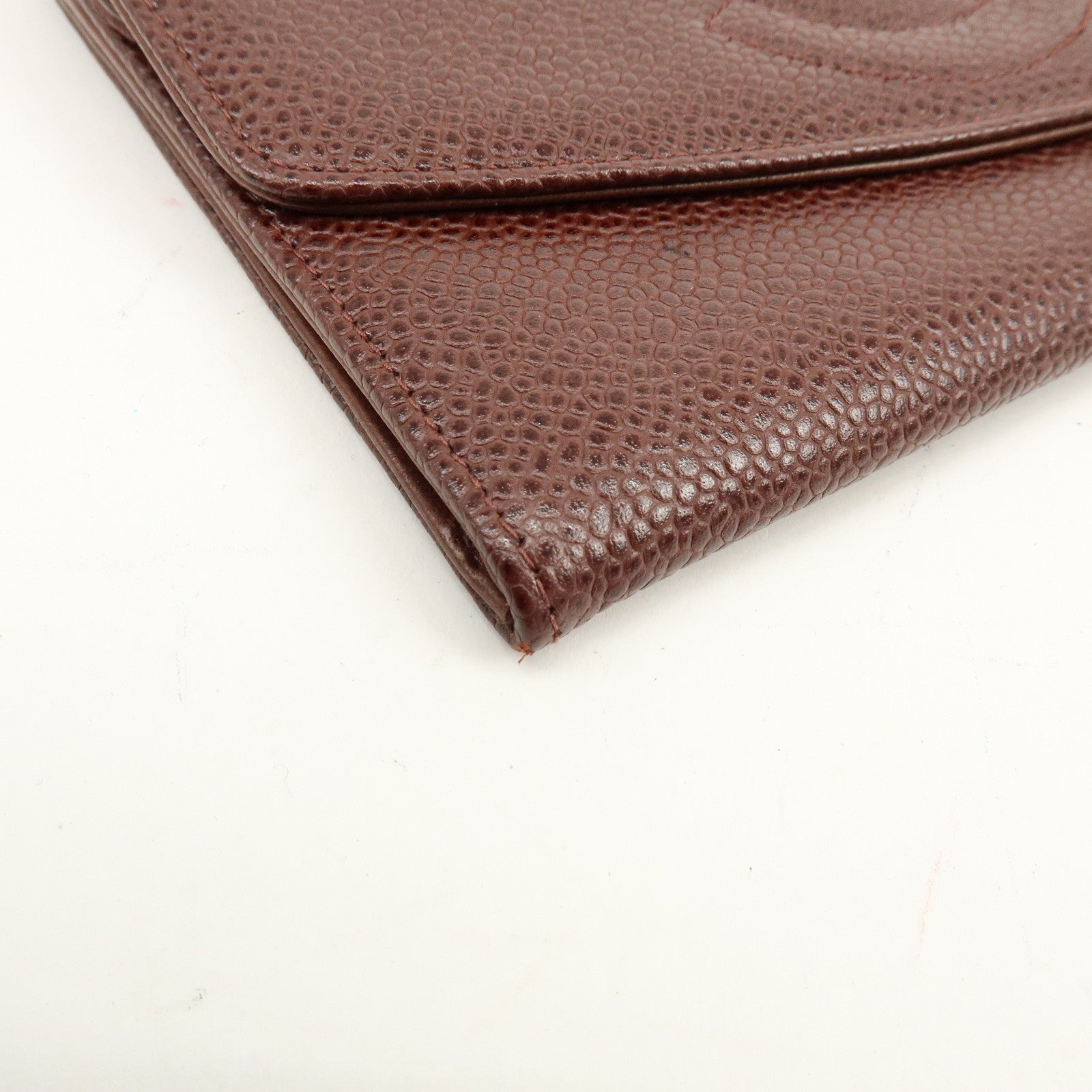 CHANEL COCO Mark Caviarskin Bi-fold Long Wallet Brown