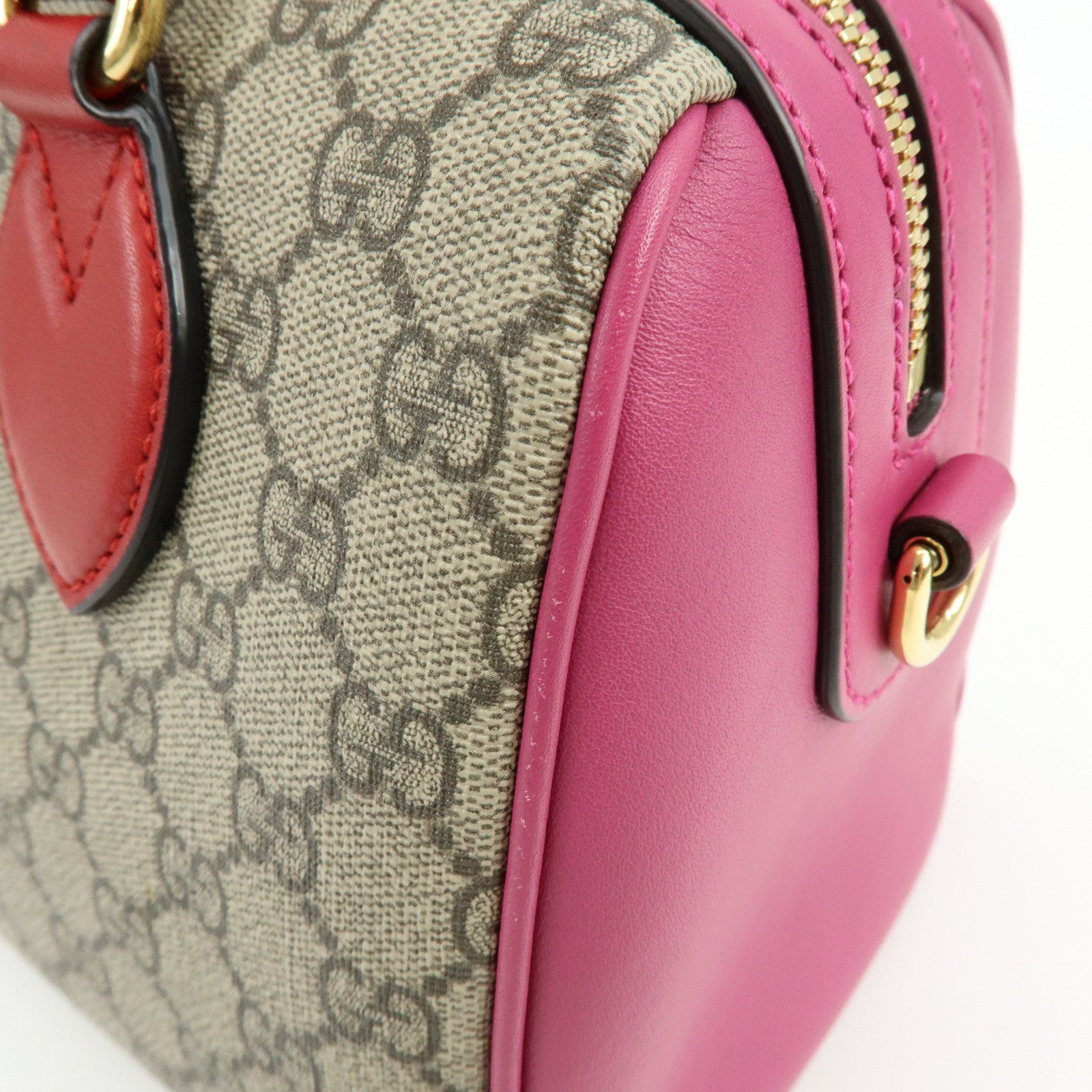 GUCCI GG Supreme Leather 2WAY Shoulder Bag Beige Red Pink 409529