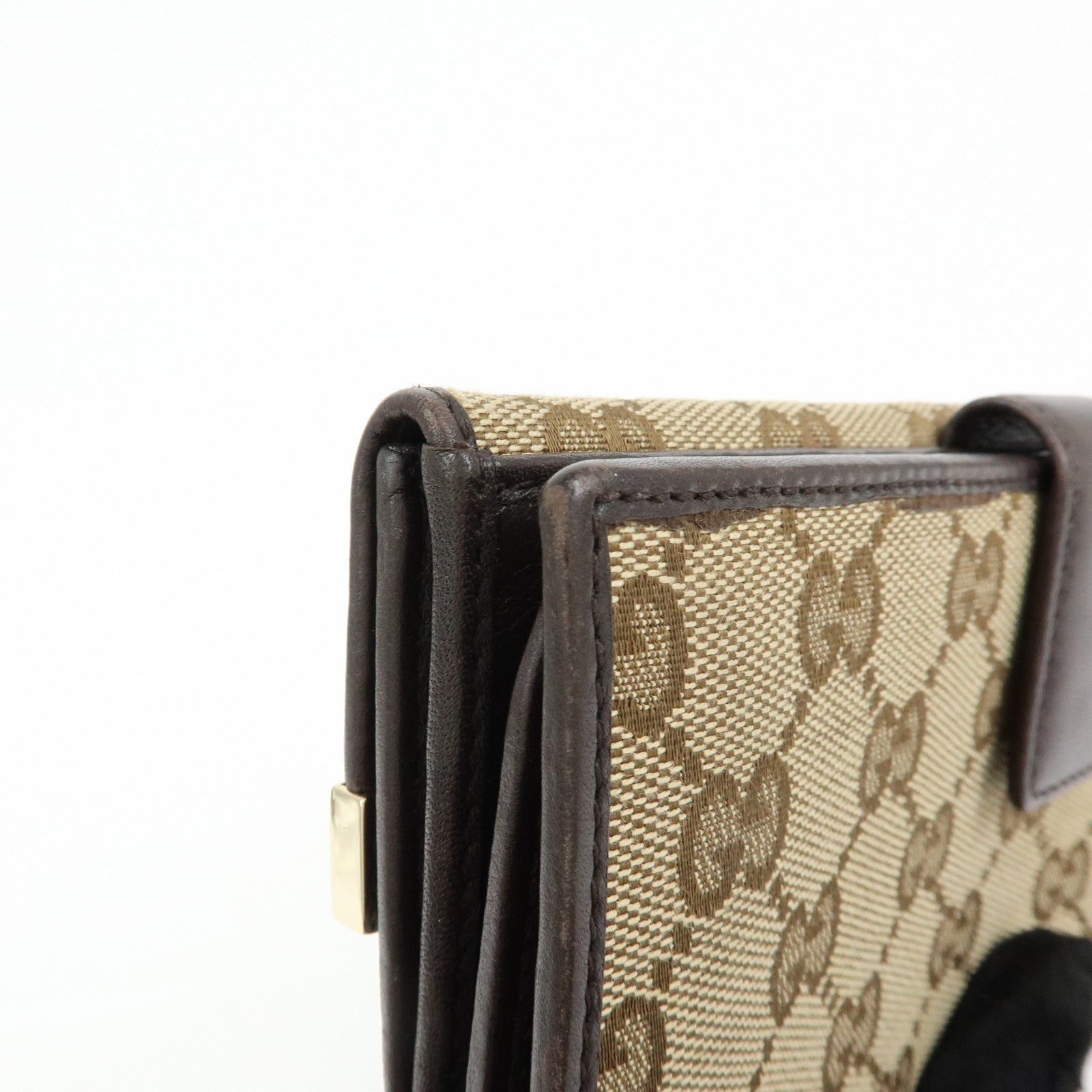 GUCCI GG Canvas Leather Long Wallet Beige Brown 257012