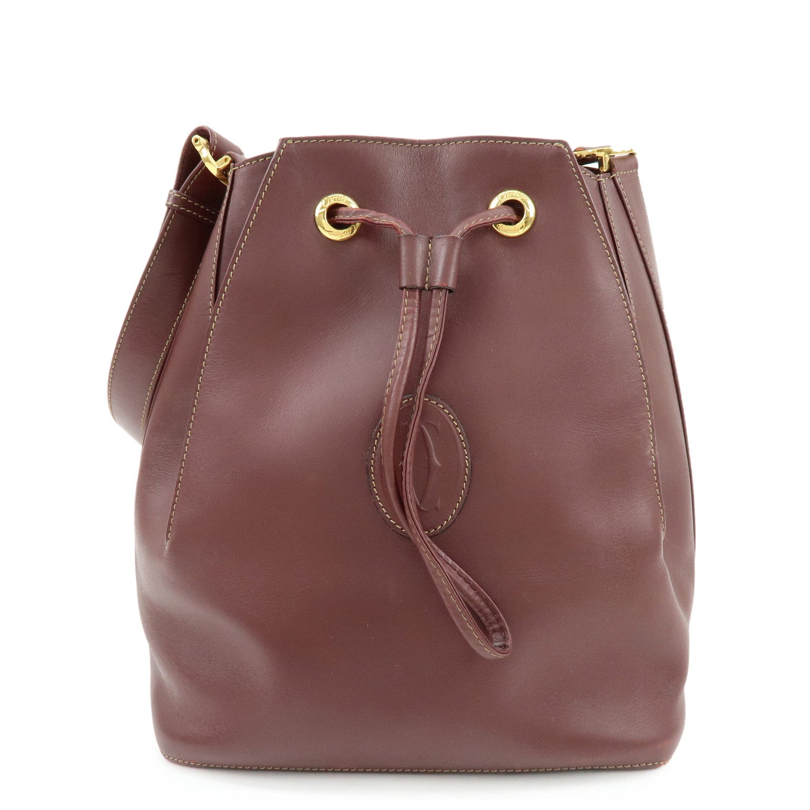 Cartier Must de Cartier Leather Shoulder Crossbody Bag Bordeaux