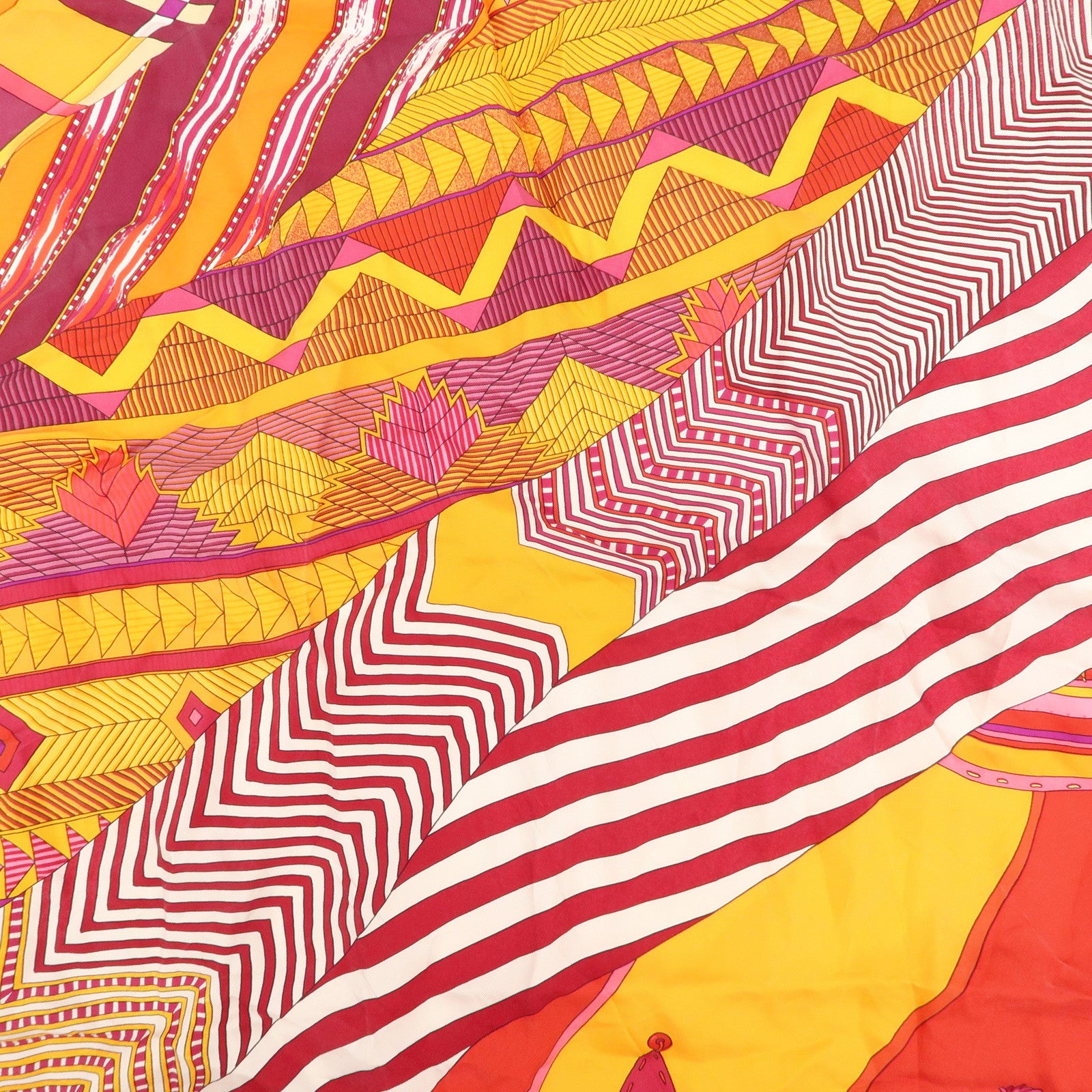 HERMES Carre 90 Silk 100% Scarf COUPONS INDIENS Multicolor Used