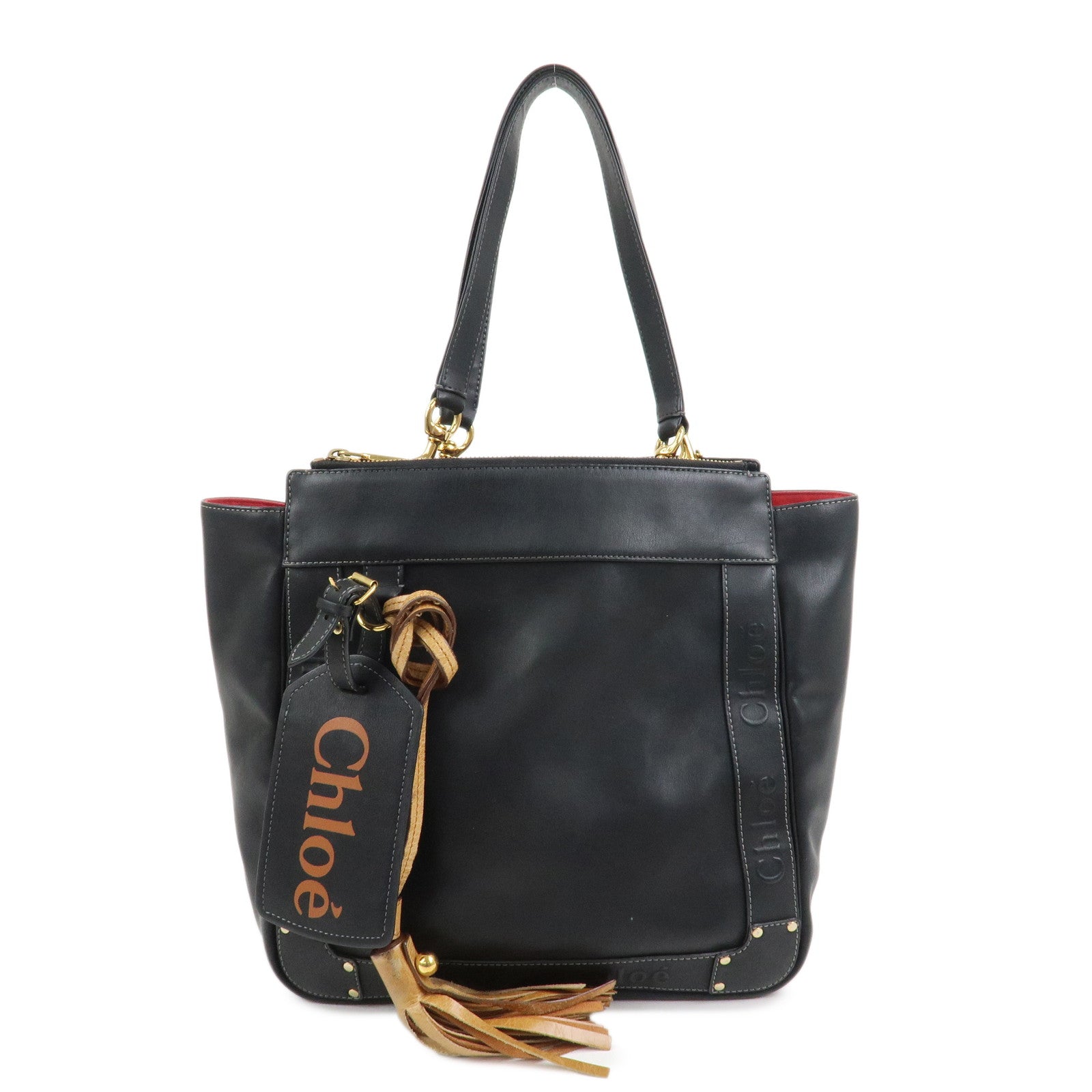 Chloe Eden Leather Tassel Shoulder Bag Hand Bag Black