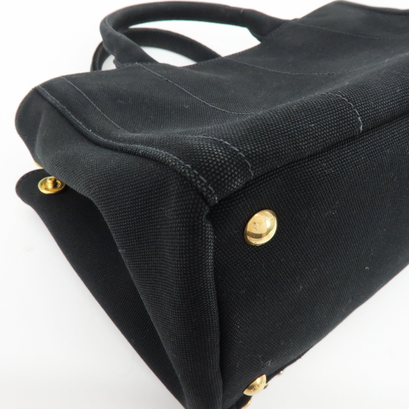 PRADA Canapa Mini Canvas 2Way Bag Hand Bag Black 1BG439