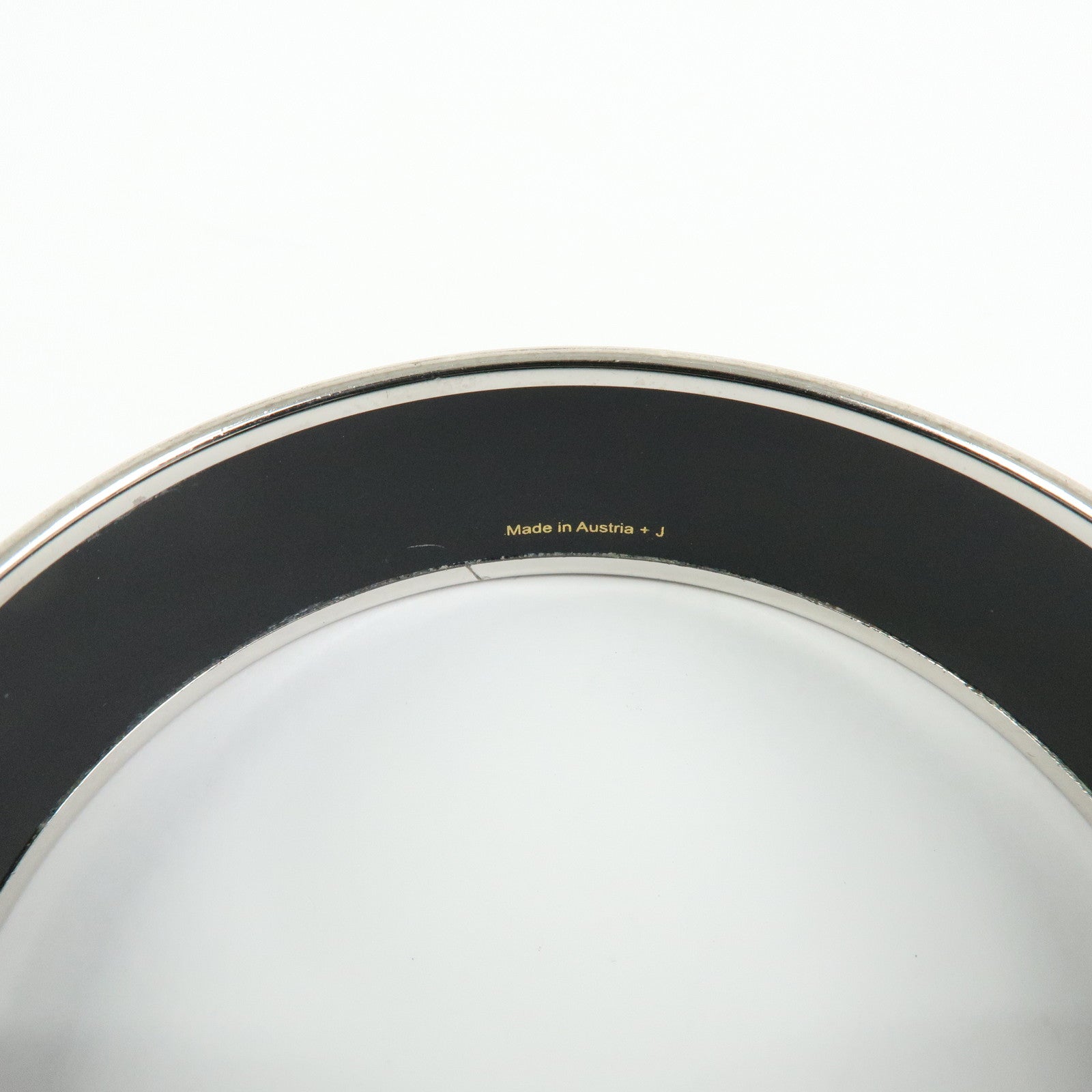 HERMES Email GM Plated Bangle Bracelet White Black Red