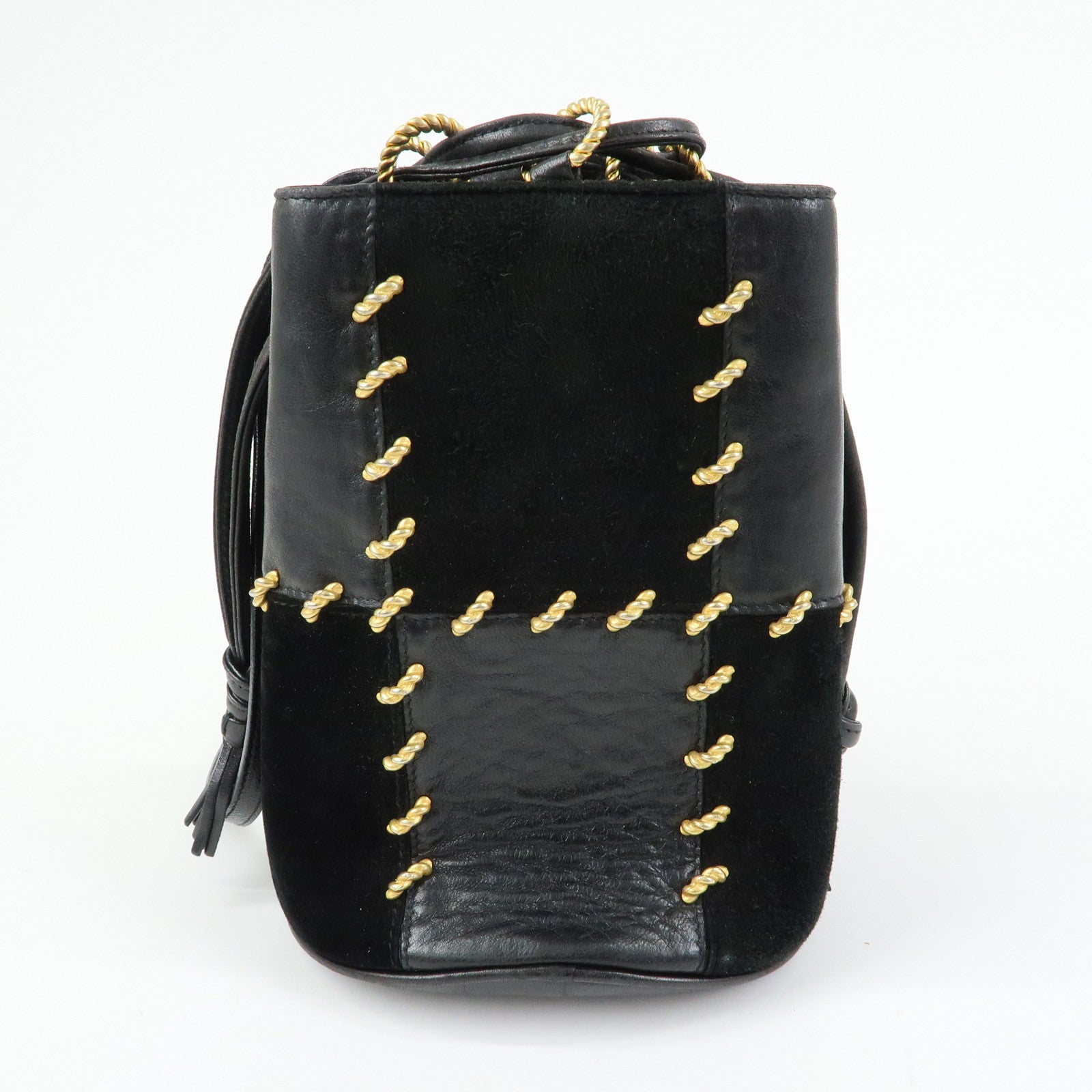 Ferragamo Leather Suede Shoulder Bag Crossbody Bag Black