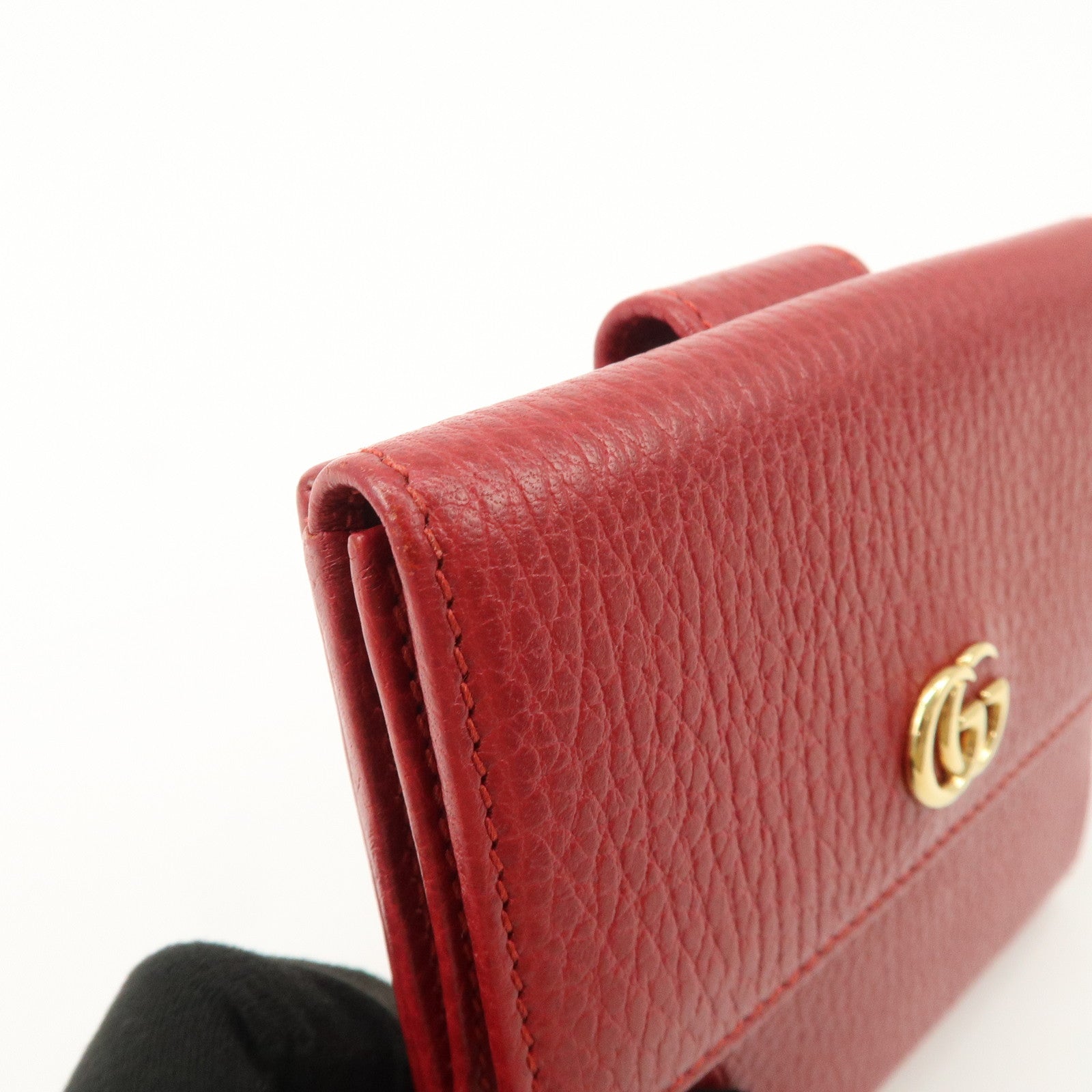 GUCCI GG Marmont Leather Bi-Fold Wallet Castilian Red 456122