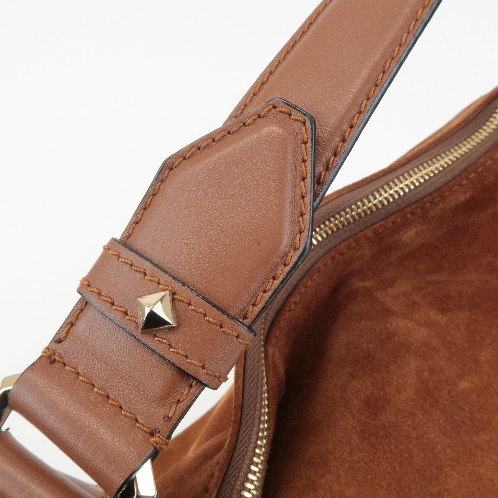 JIMMY CHOO Logo Suede Leather Shoulder Bag Hand Bag Brown Used