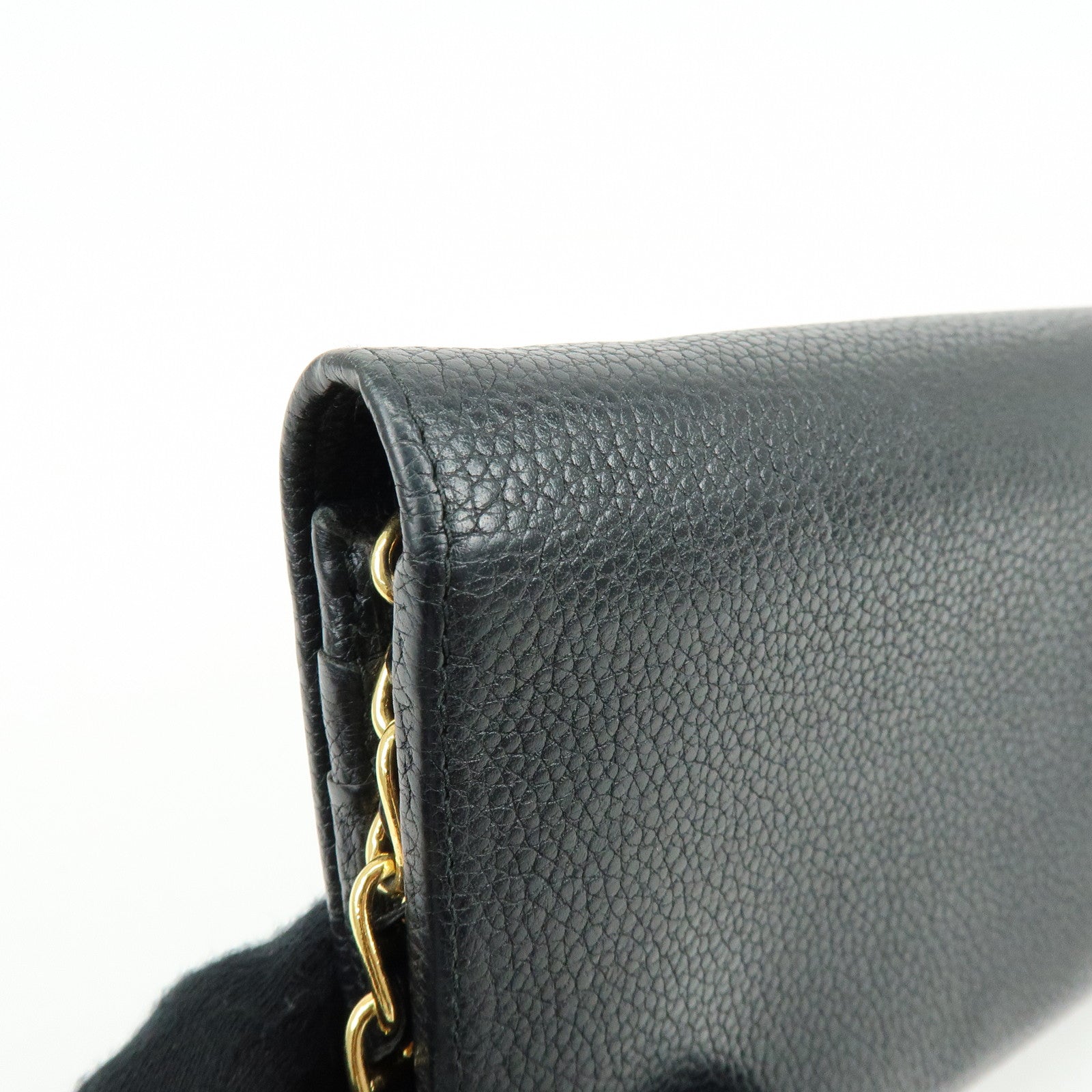 PRADA Saffiano Leather Chain Wallet Shoulder Bag Black 1M1290