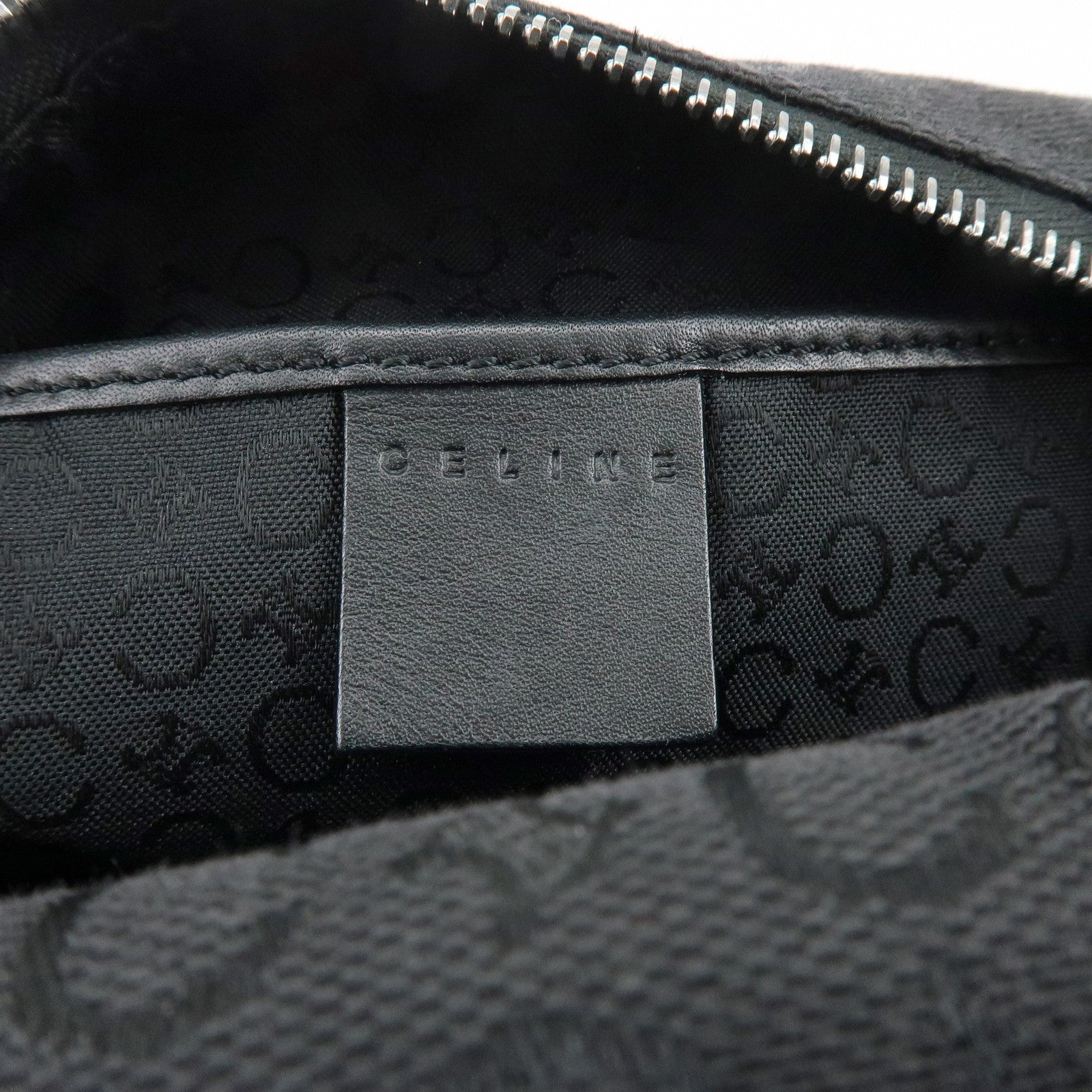 CELINE C Macadam Canvas Leather Hand Bag Shoulder Bag Black