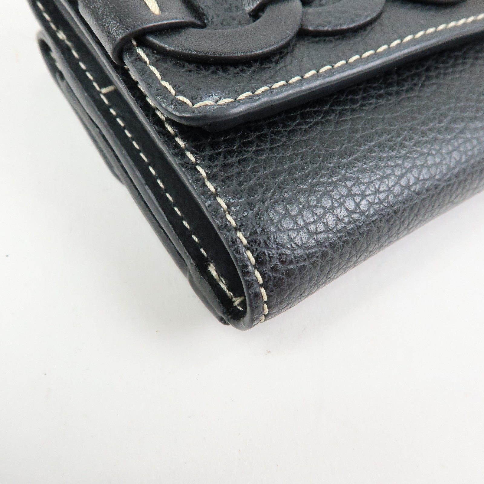 Chloe Darryl Leather Tri-fold Compact Wallet Black