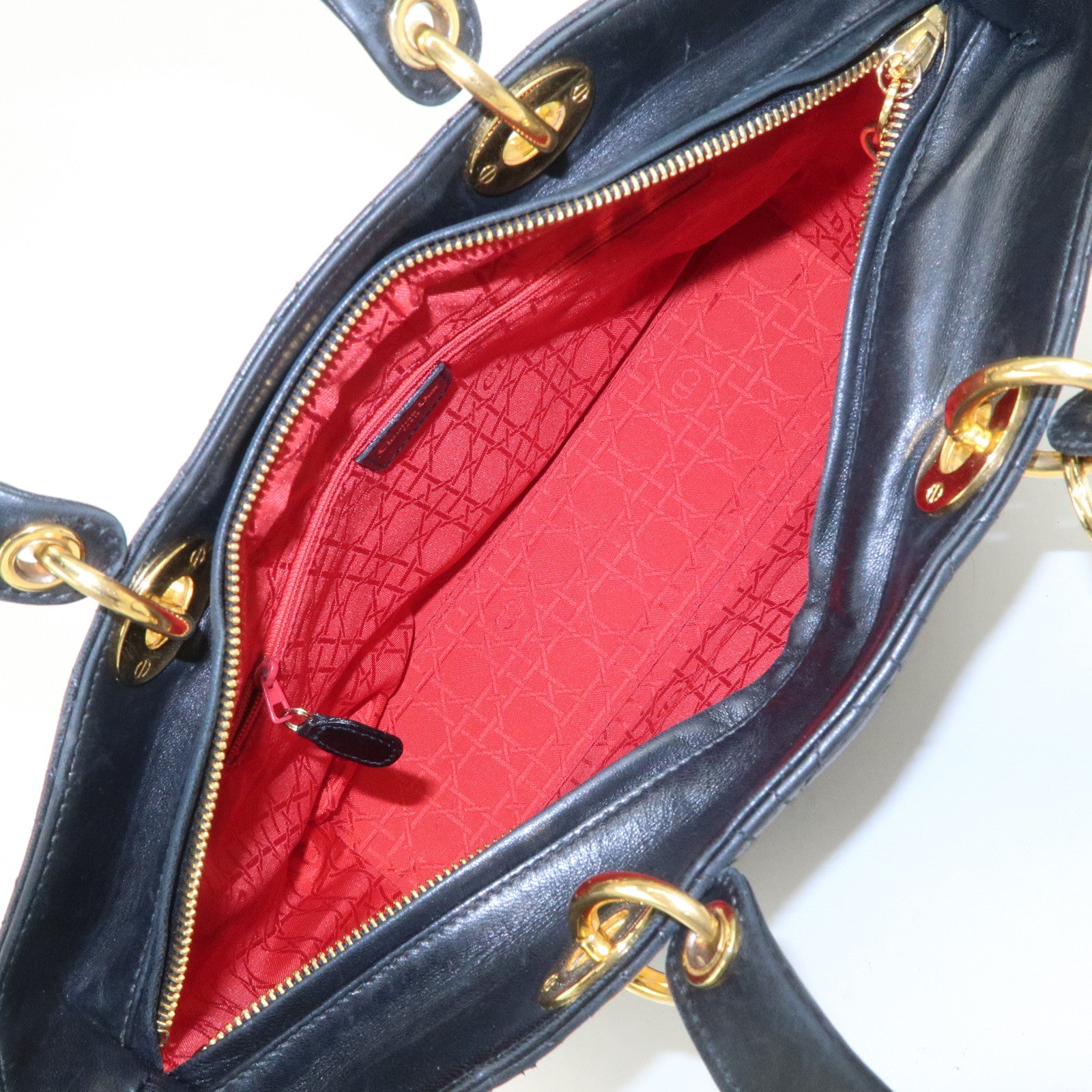 Christian Dior Canage Lady Dior Leather Large Hand Bag Tote Bag