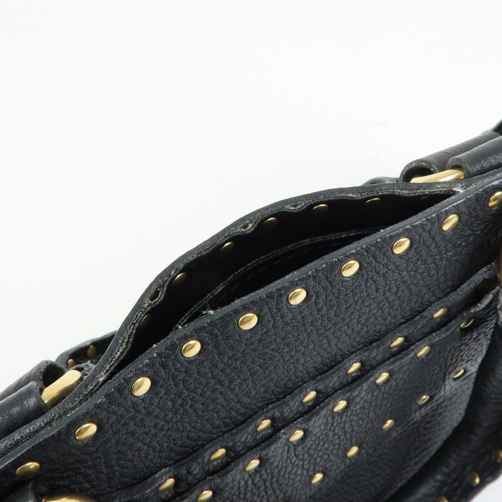 CELINE Boogie Bag Leather Hand Bag Tote Bag Black Studs