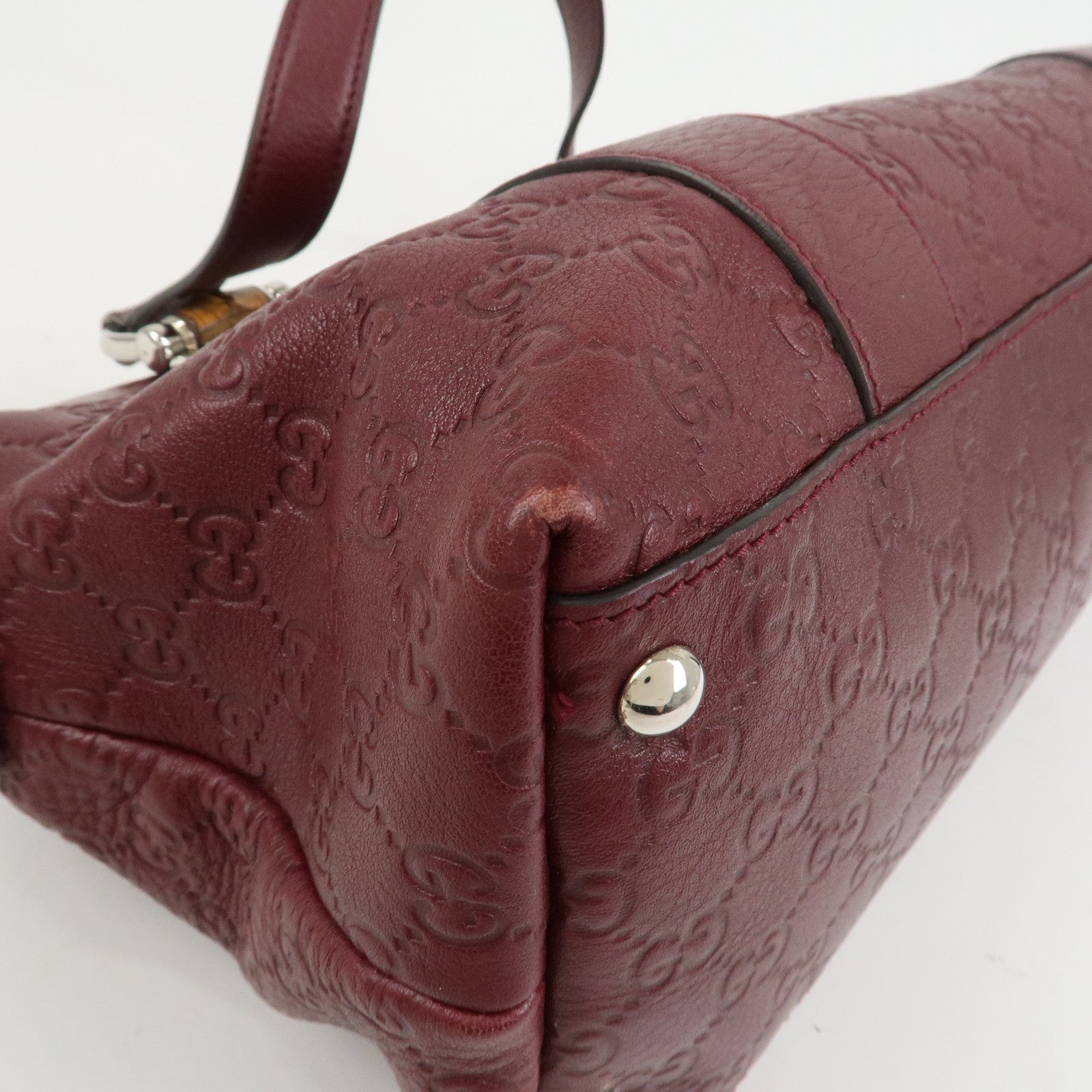 GUCCI Bamboo Guccissima Leather 2Way Bag Hand Bag Wine Red 355772