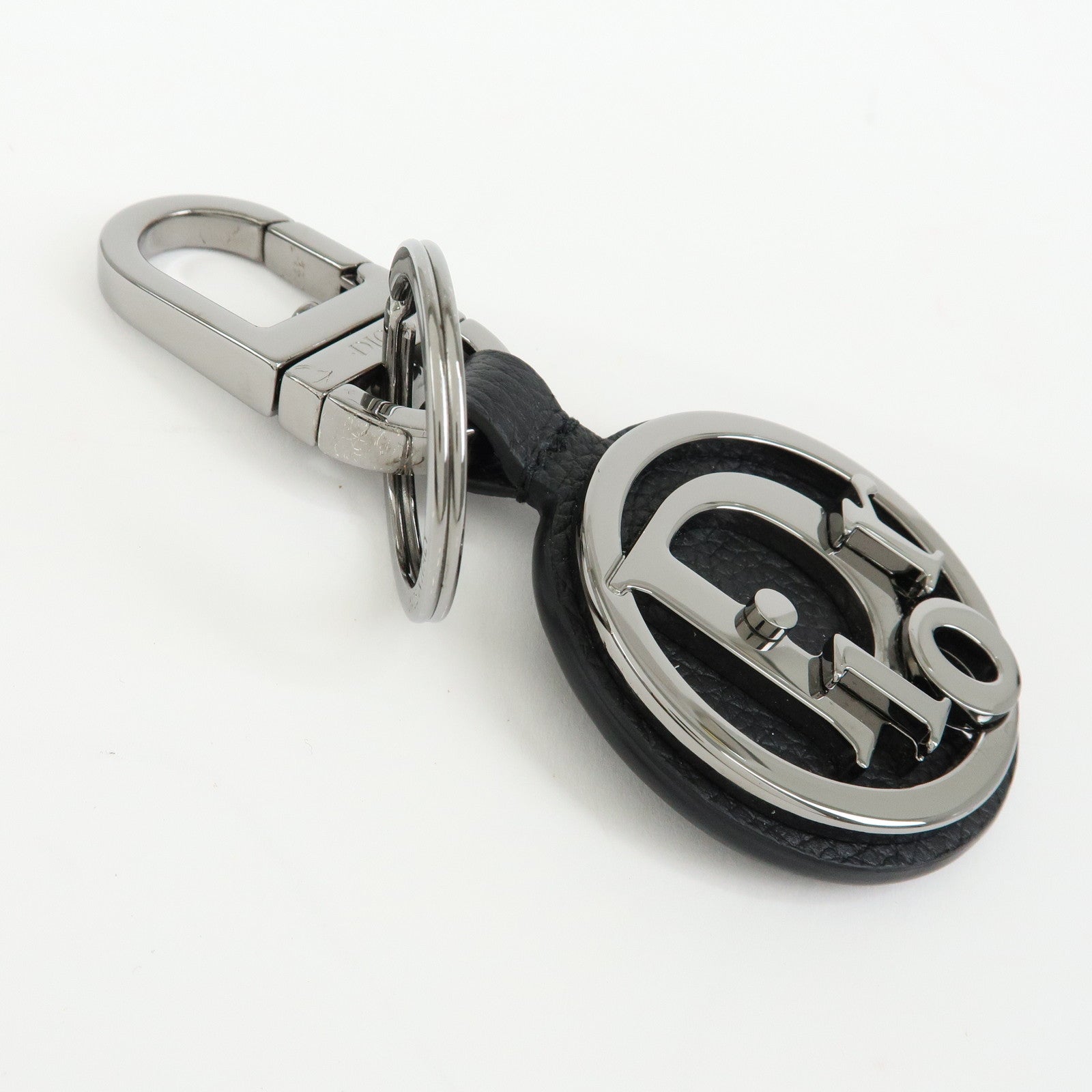 Christian Dior Grained Calf Leather D-Touch Key Ring Bag Charm