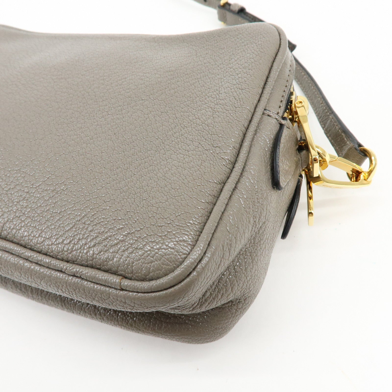 MIU MIU Madras Leather Shoulder Bag Crossbody Bag Gray