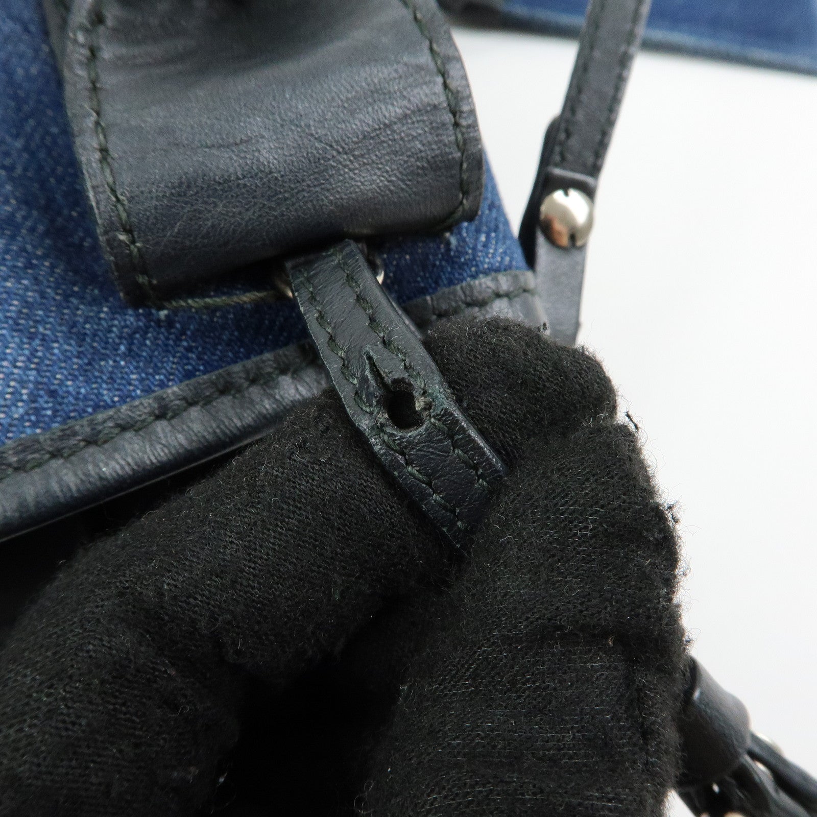 BALENCIAGA Baby Cabas Denim 2Way Bag Hand Shoulder Bag Blue Black