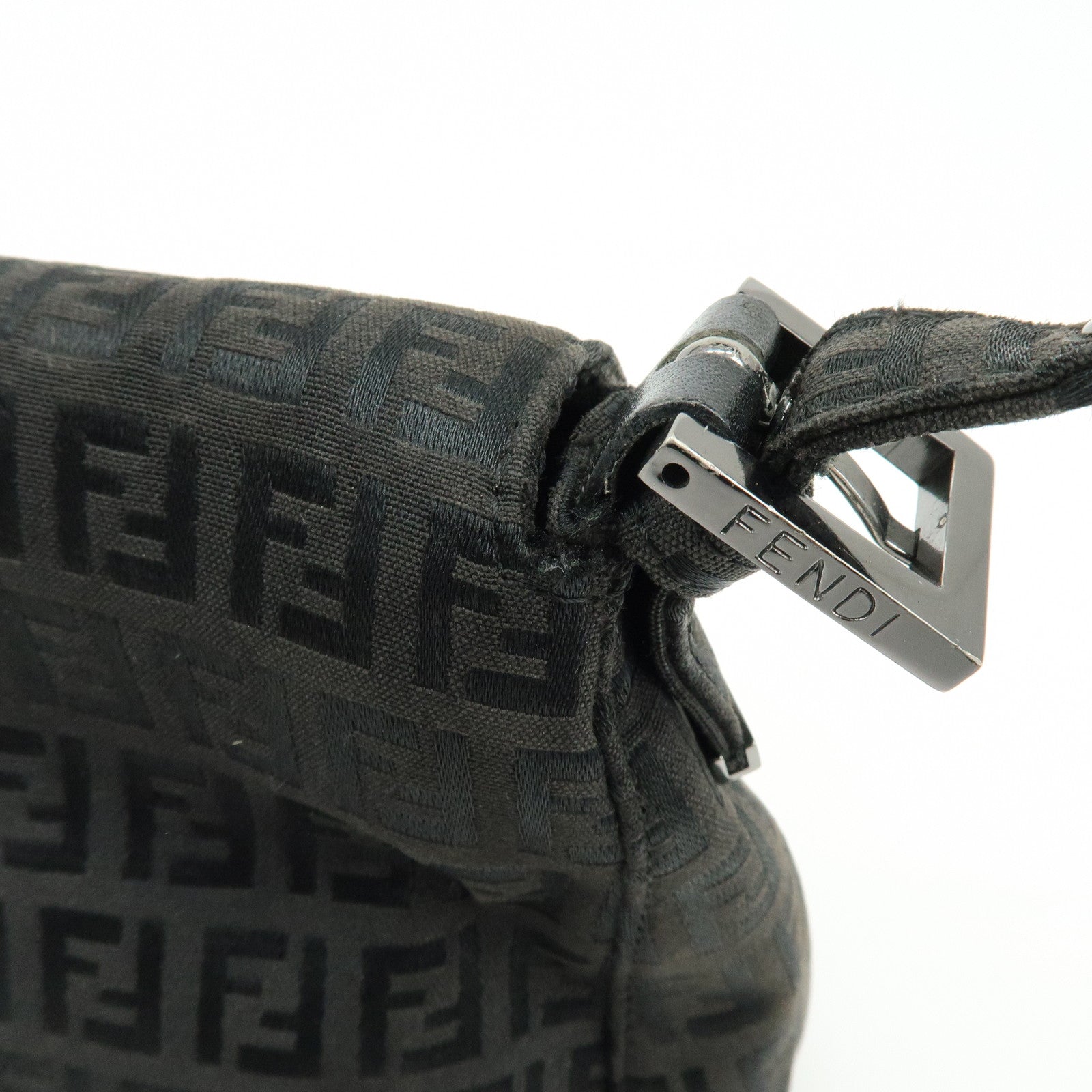 FENDI Zuccino Canvas Mamma Baguette Shoulder Bag Black 8BR001