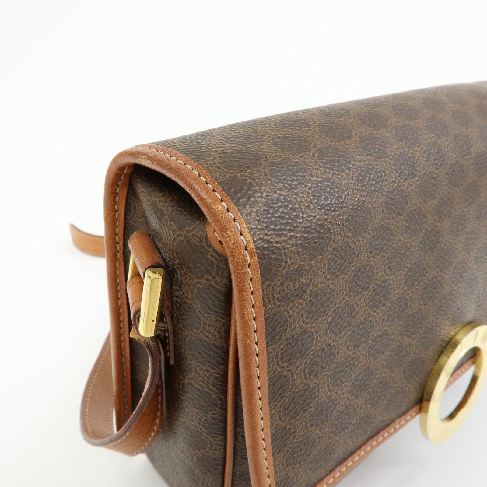 CELINE Trio PVC Leather Shoulder Bag Crossbody Bag Brown