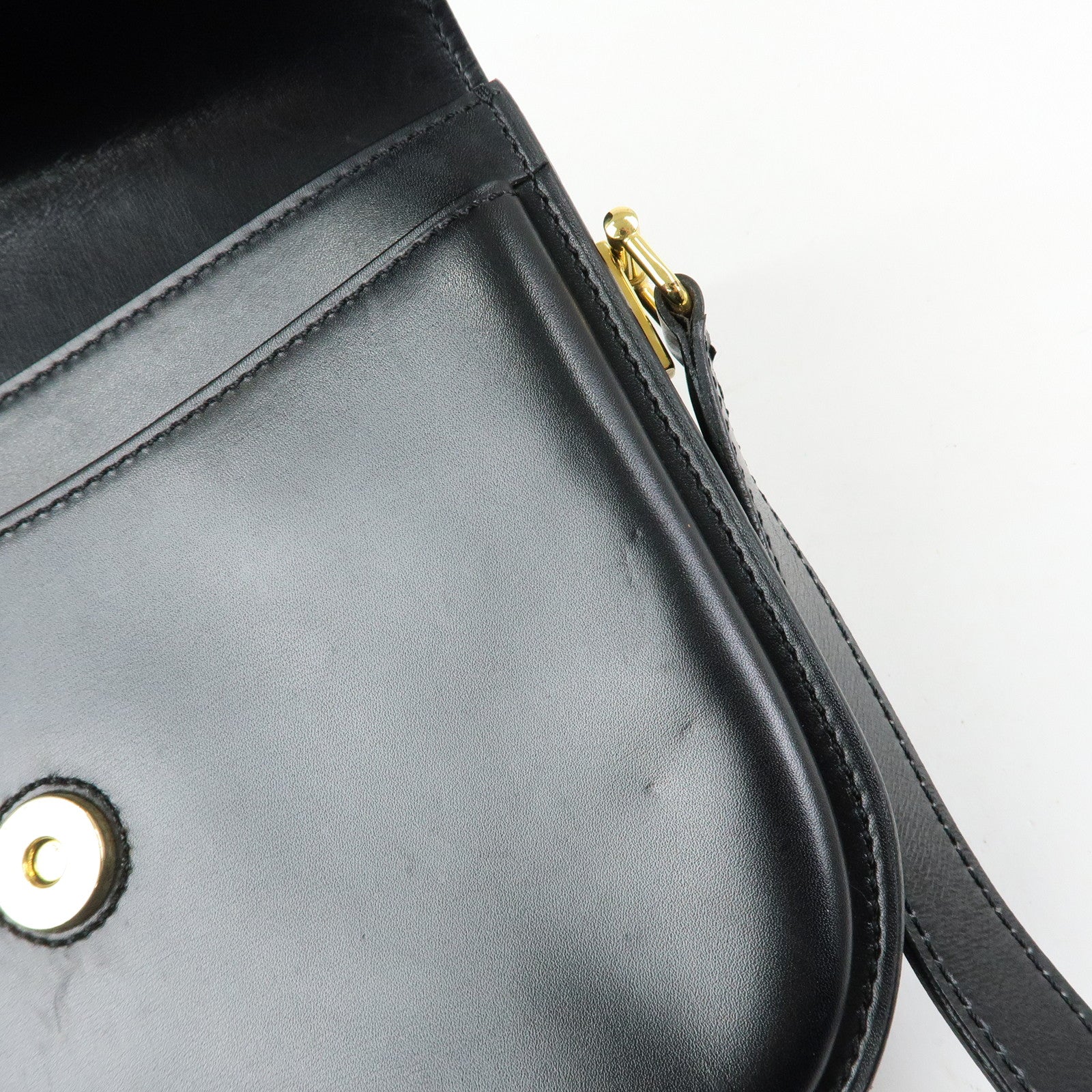 CELINE Leather Shoulder Bag Crossbody Bag Black