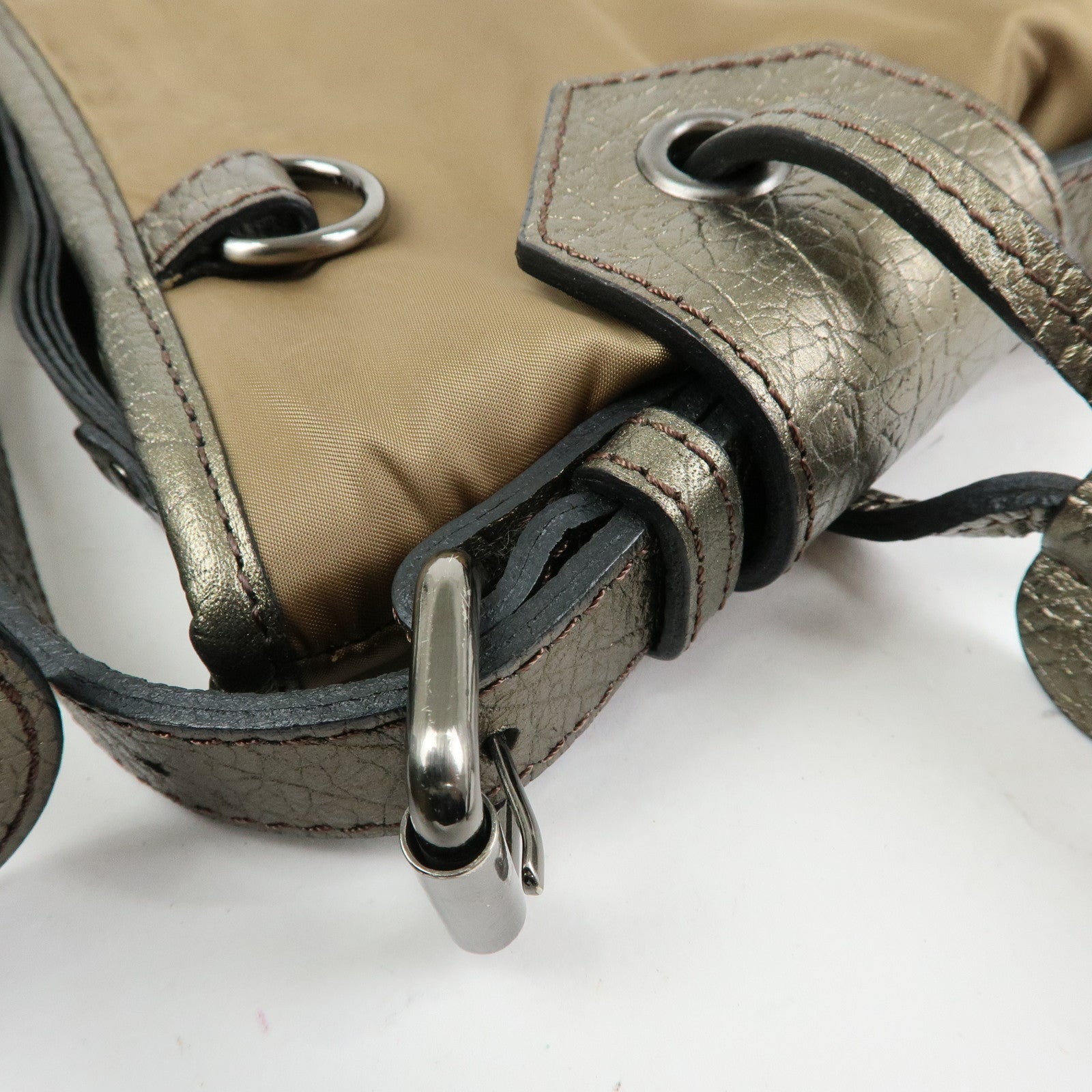 BURBERRY Nylon Leather Shoulder Bag Crossbody Bag Khaki