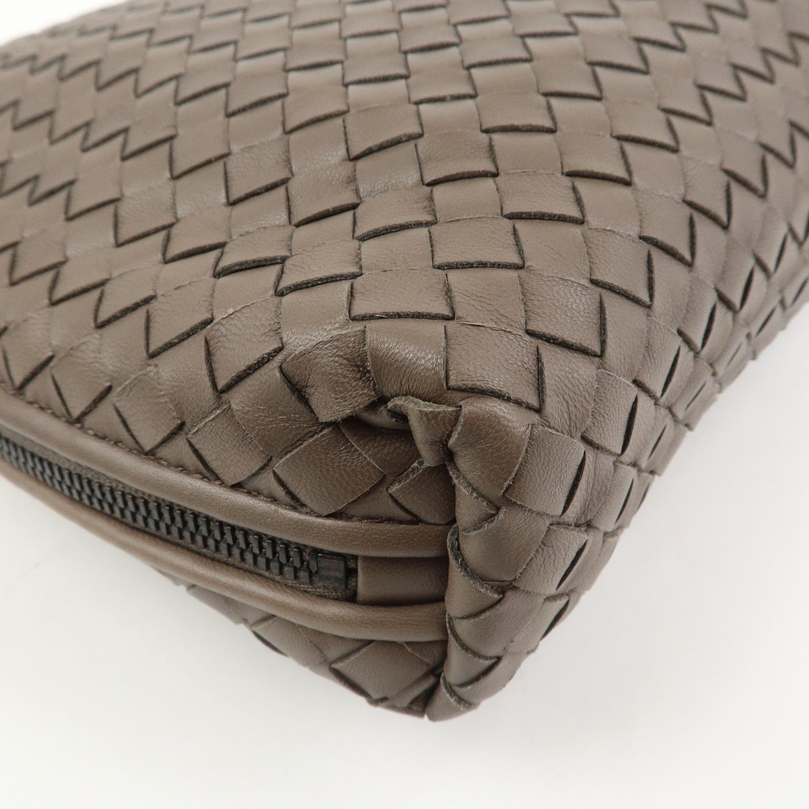 BOTTEGA VENETA Intrecciato Leather Shoulder Crossbody Bag Greige