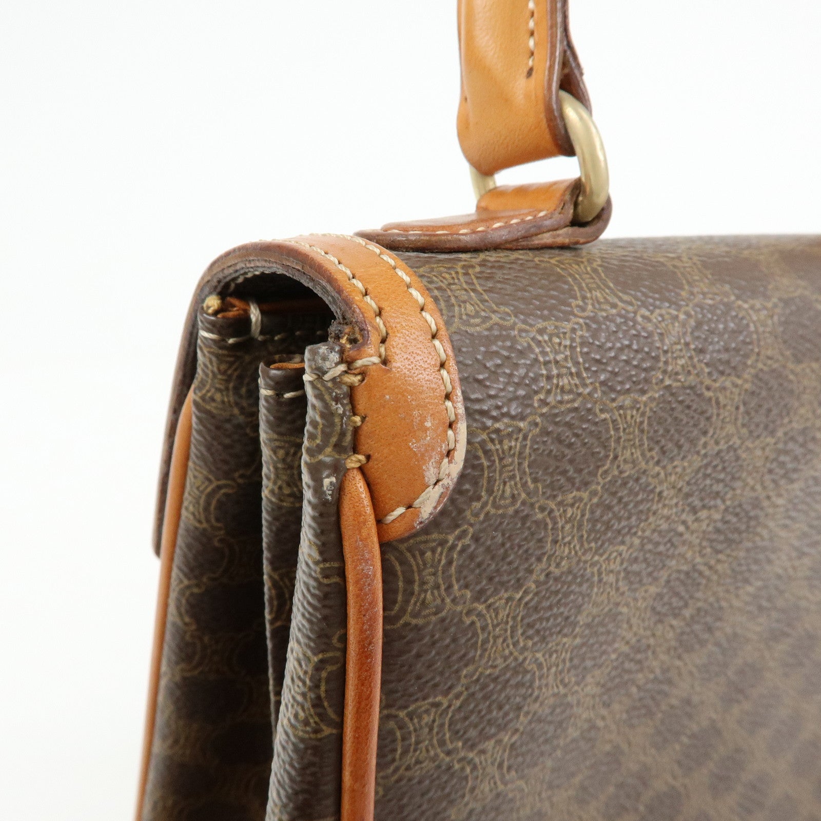CELINE Macadam PVC Leather 2WAY Bag Hand Bag Shoulder Bag Brown