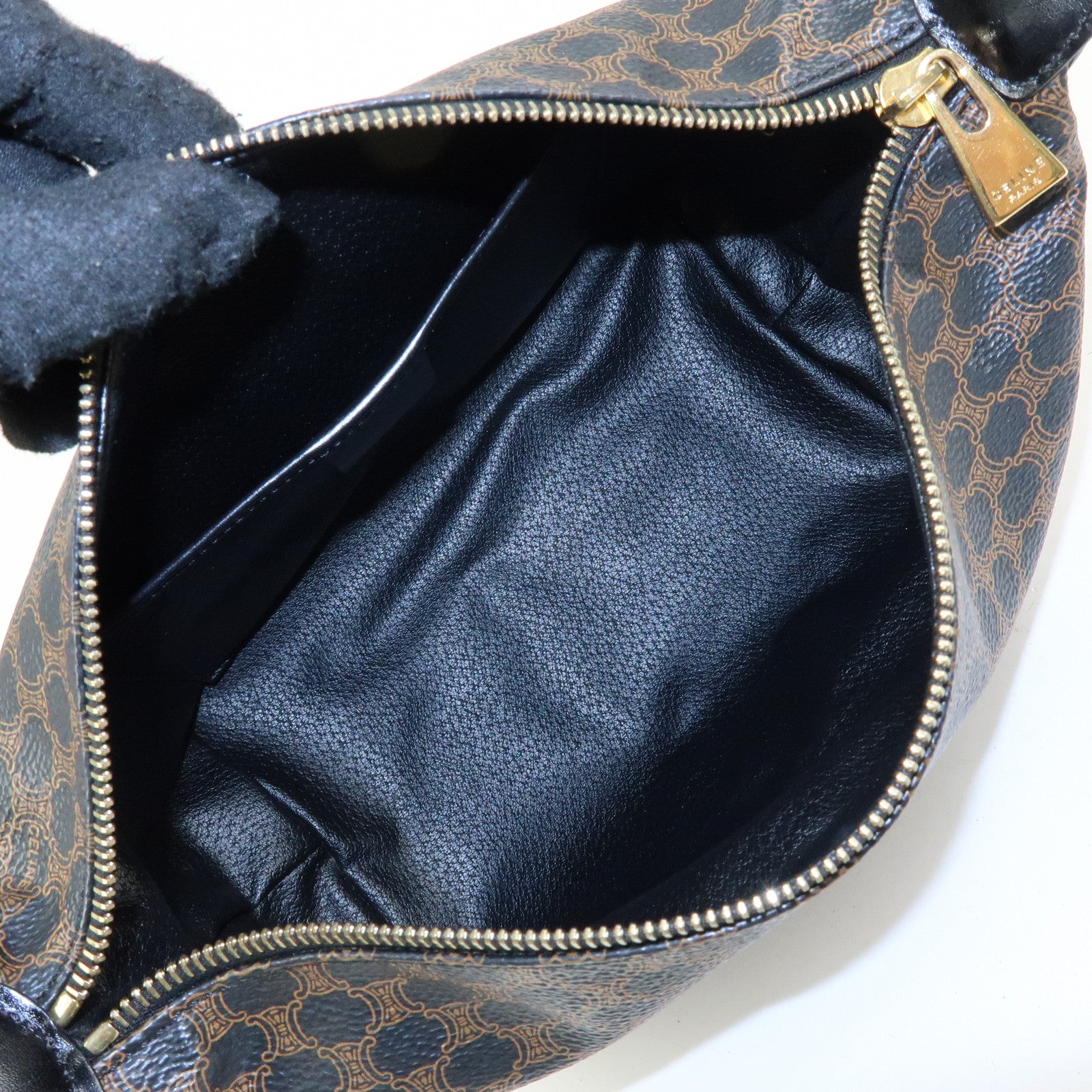 CELINE Macadam PVC Leather Mini Hand Bag Brown Black