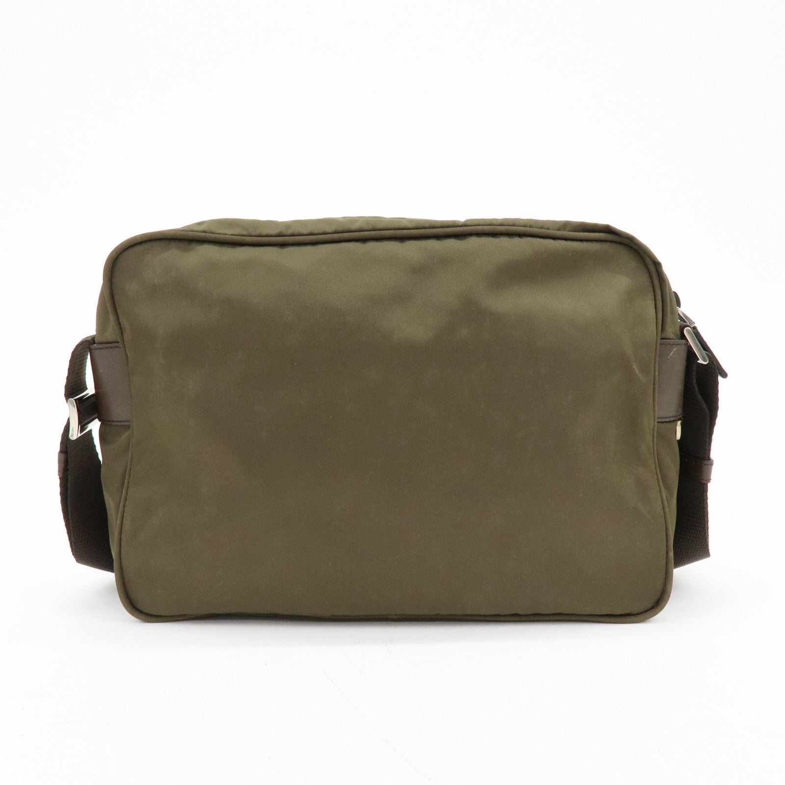 PRADA Triangle Logo Nylon Shoulder Crossbody Bag Khaki Brown BT0166