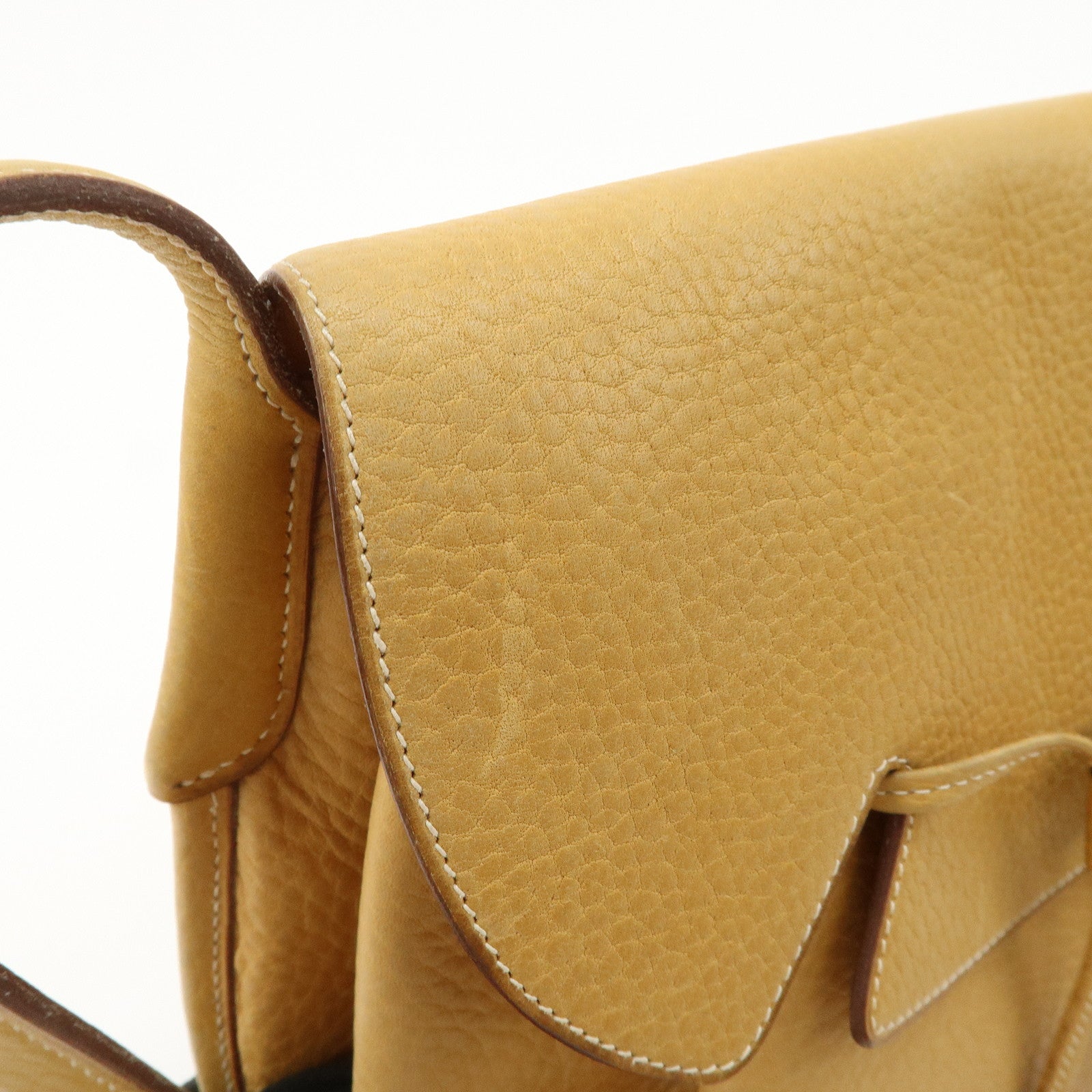 HERMES Fjord Leather Shoulder Bag OI Stamped Light Brown