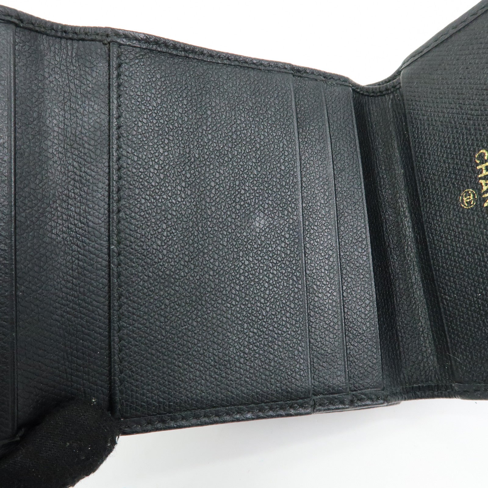 CHANEL COCO Button Calf Leather Compact Wallet Black