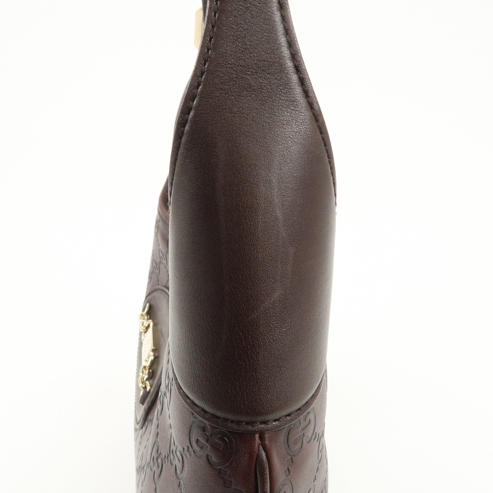 GUCCI Guccissima Leather Shoulder Bag Hand Bag Dark Brown 145781 Used