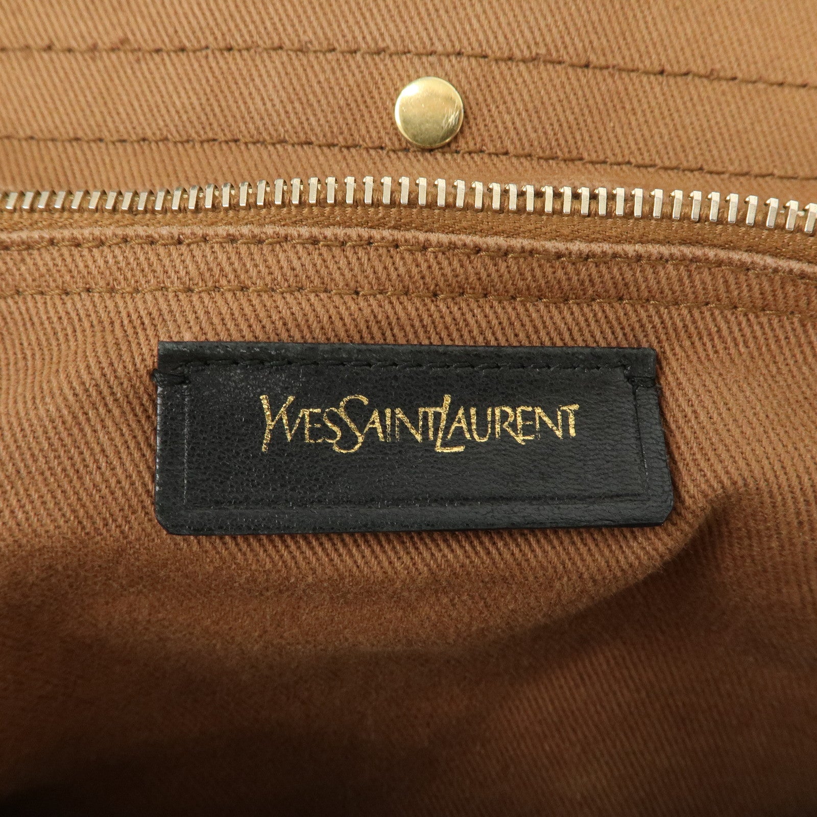SAINT LAURENT Leather Shoulder Bag Black Brown Gold HDW 229680