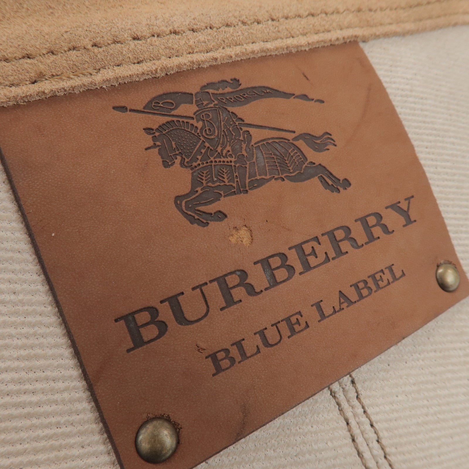 BURBERRY Blue Label Canvas Suede Leather Tote Bag Natural Brown