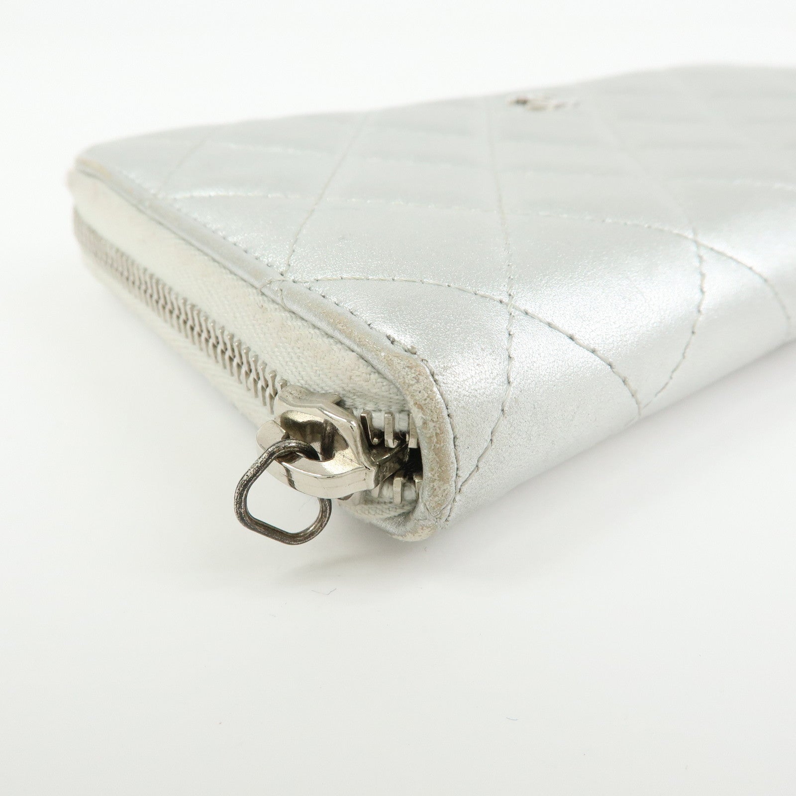 CHANEL Matelasse COCO Mark Lamb Skin Zippy Long Wallet A50097