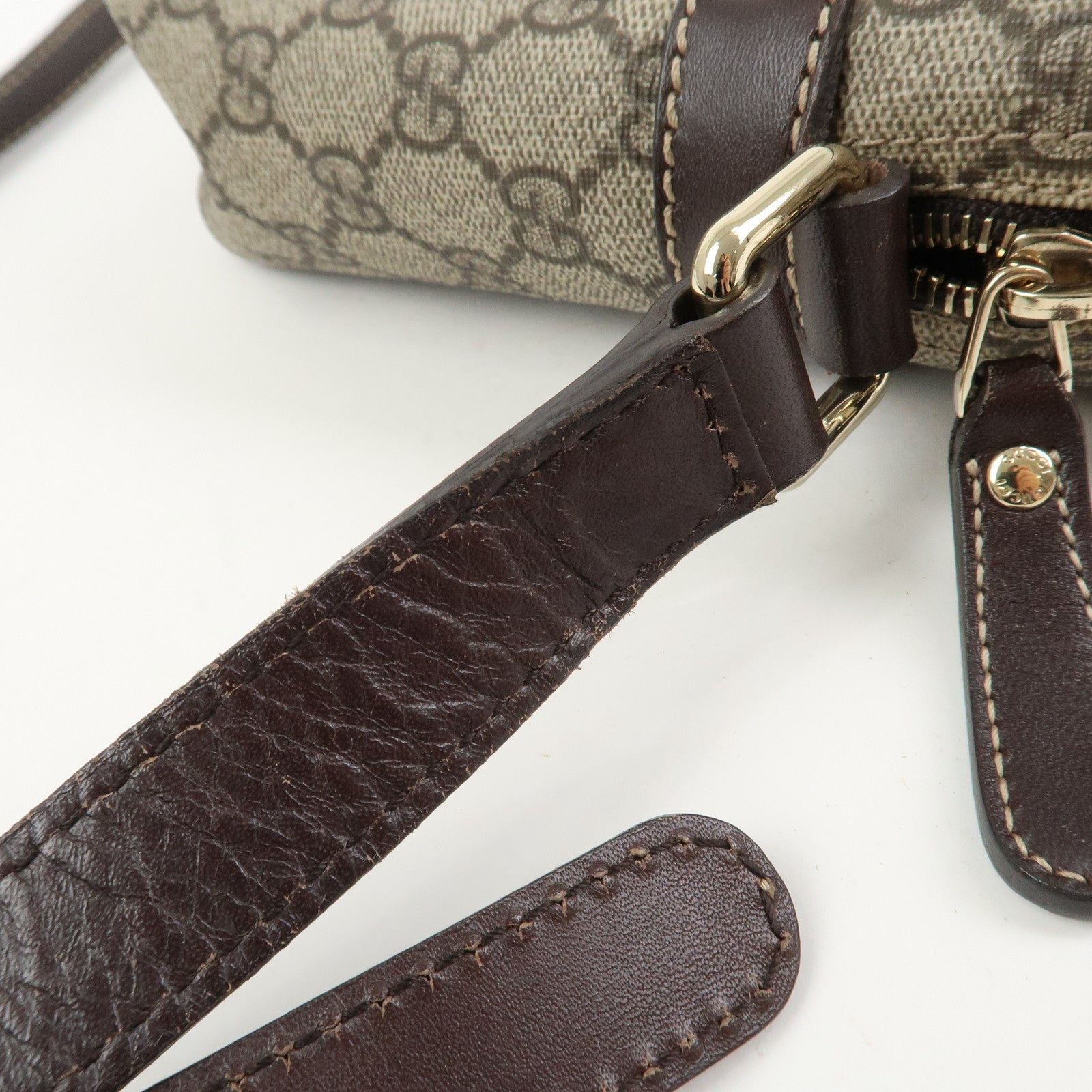 GUCCI GG Supreme Leather Shoulder Bag Crossbody Bag Beige 233268