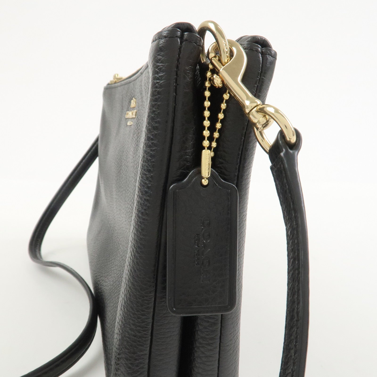 COACH Logo Leather Shoulder Bag Crossbody Bag Black