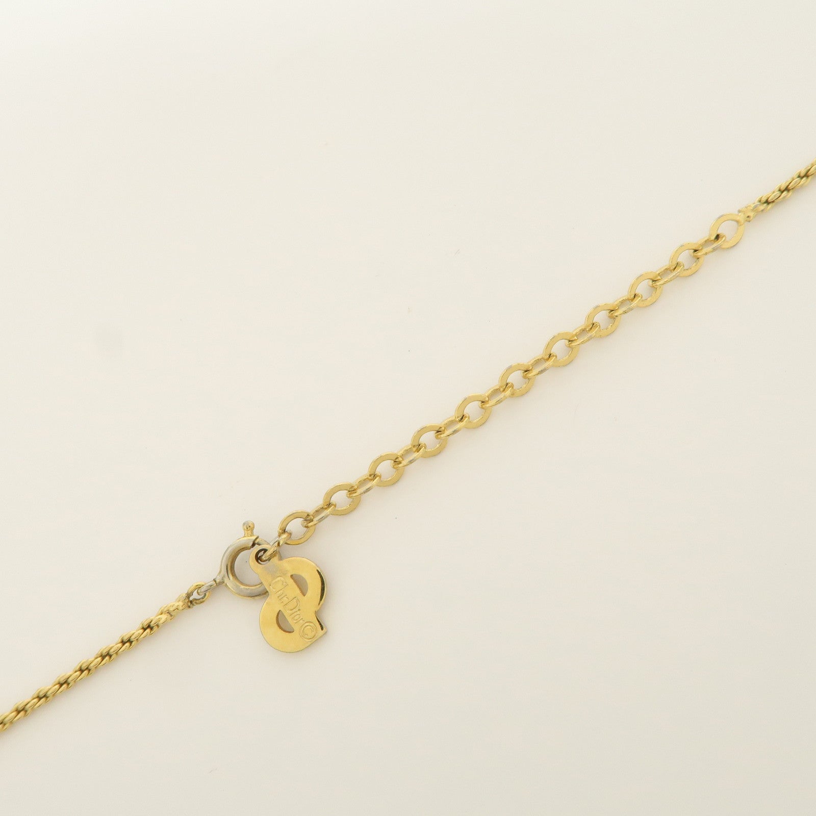 Christian Dior CD Logo Metal Necklace Choker Gold