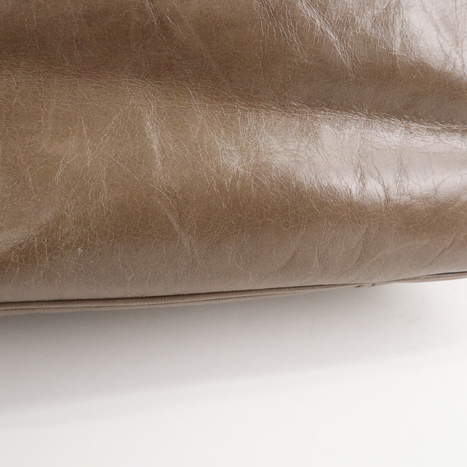 PRADA Logo Leather 2Way Bag Hand Bag Shoulder Bag Greige BN2533 Used