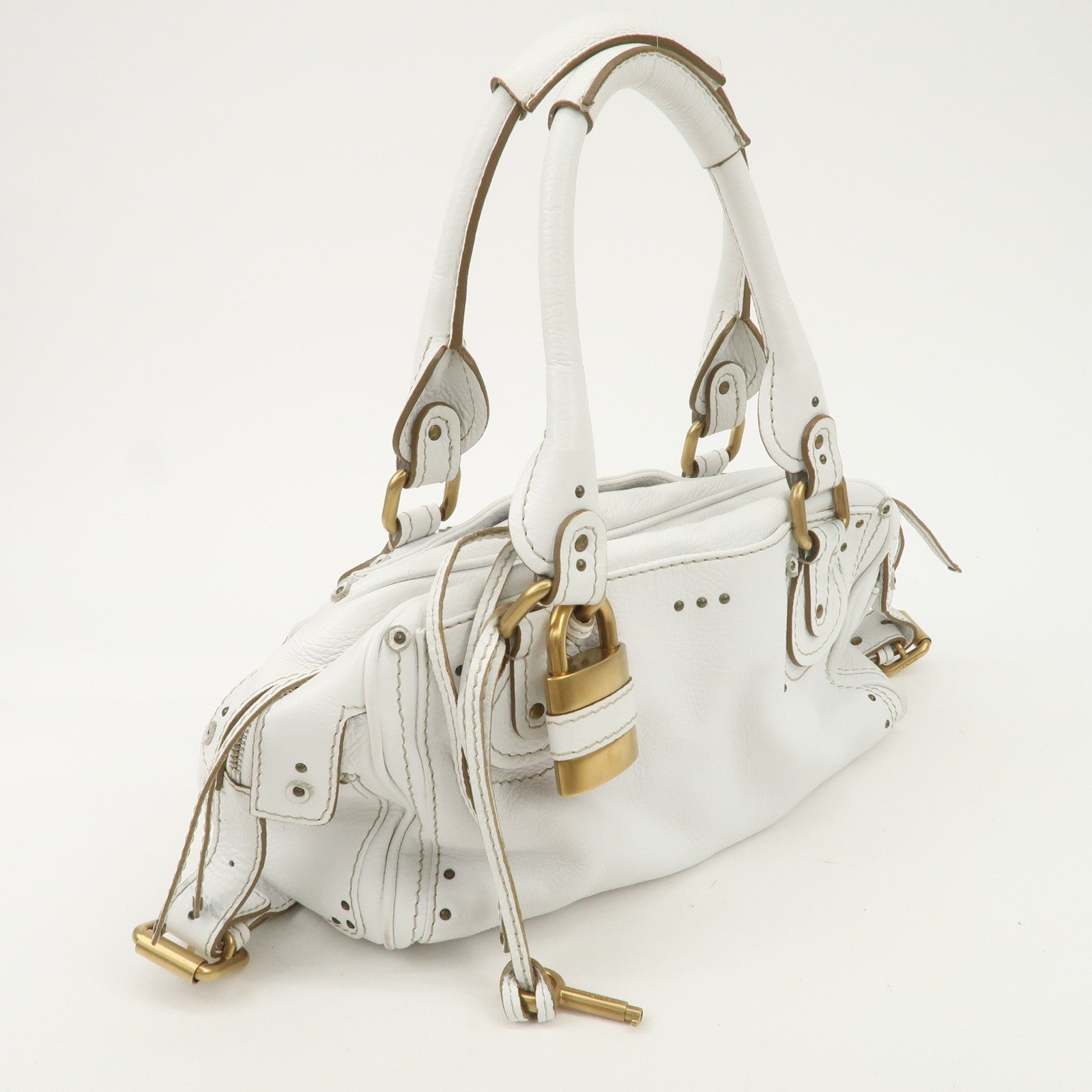Chloe Padington Leather Hand Bag Shoulder Bag White Used