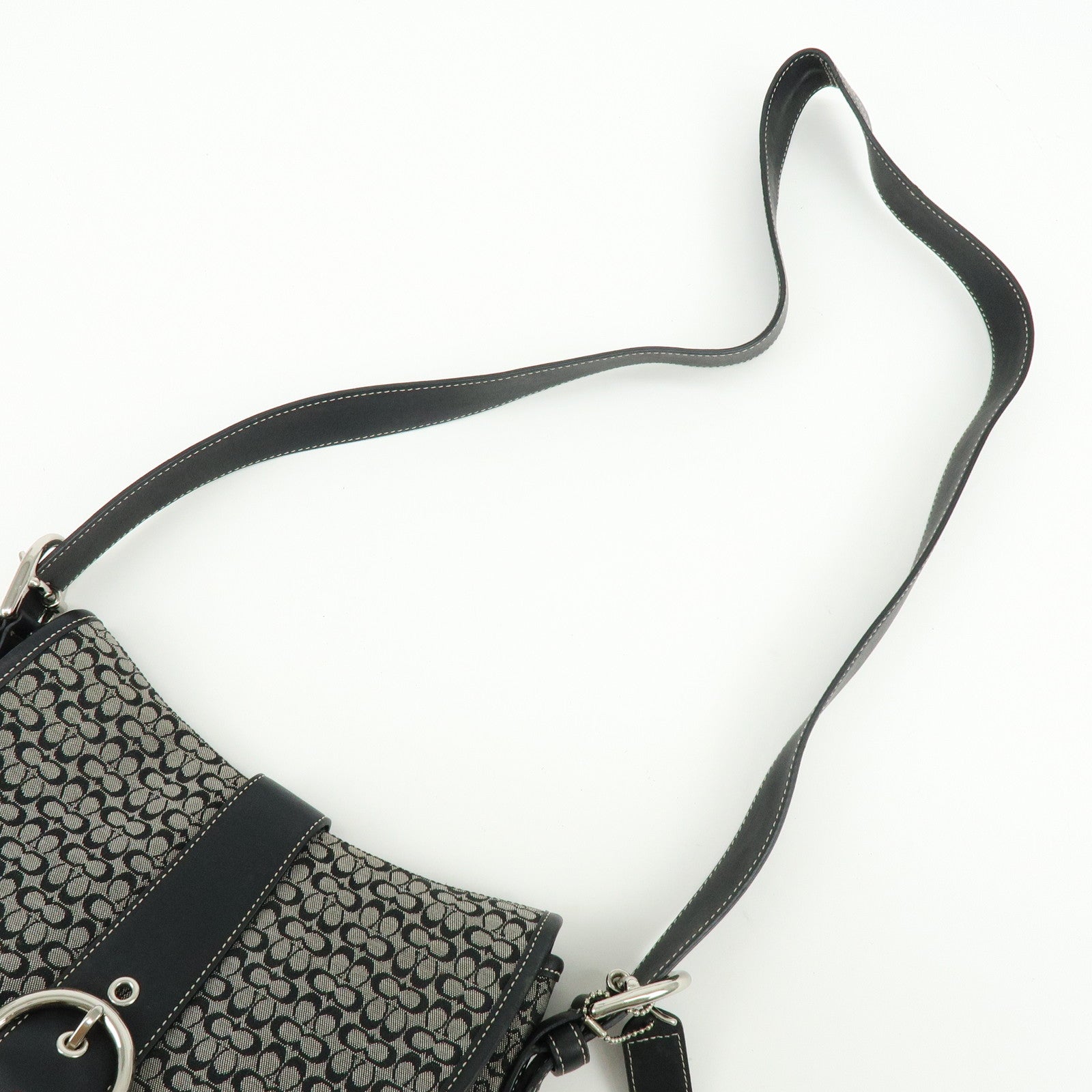 COACH Signature Canvas Leather Shoulder Bag Crossbody Bag Black