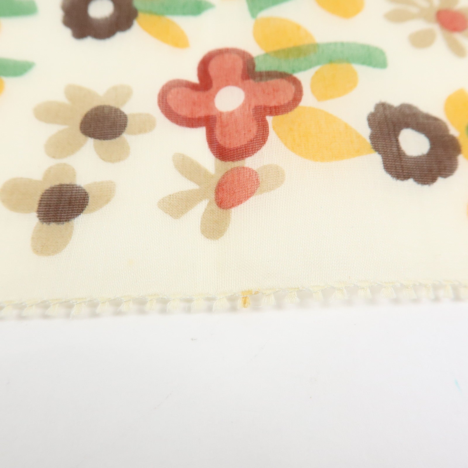 Louis Vuitton Cotton Silk Flower Motif Scarf Bandeau Ivory