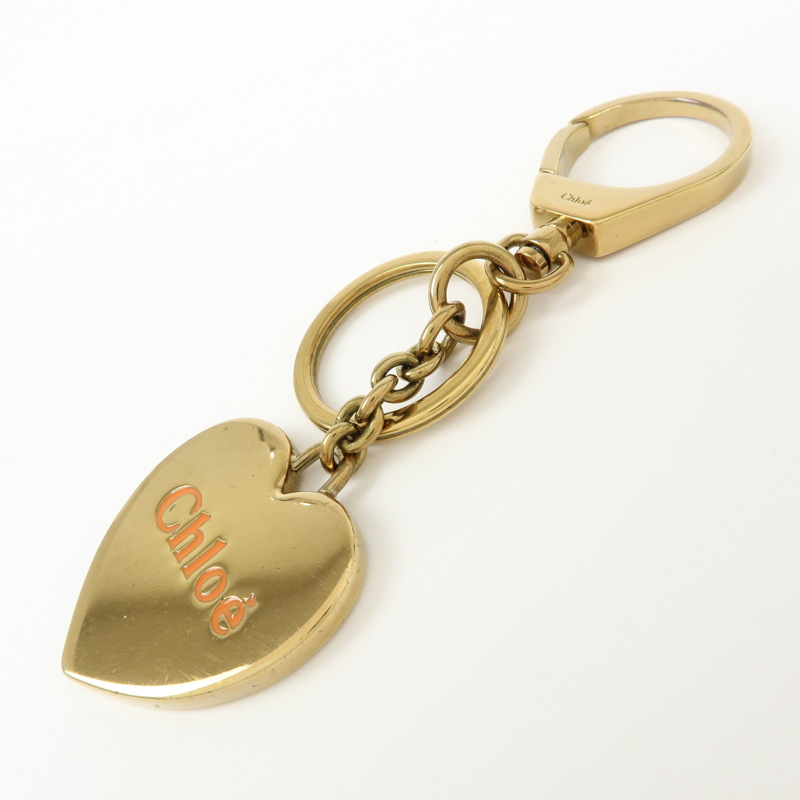 Chloe Heart Motif Metal Bag Charm Key Charm Key Chain Gold