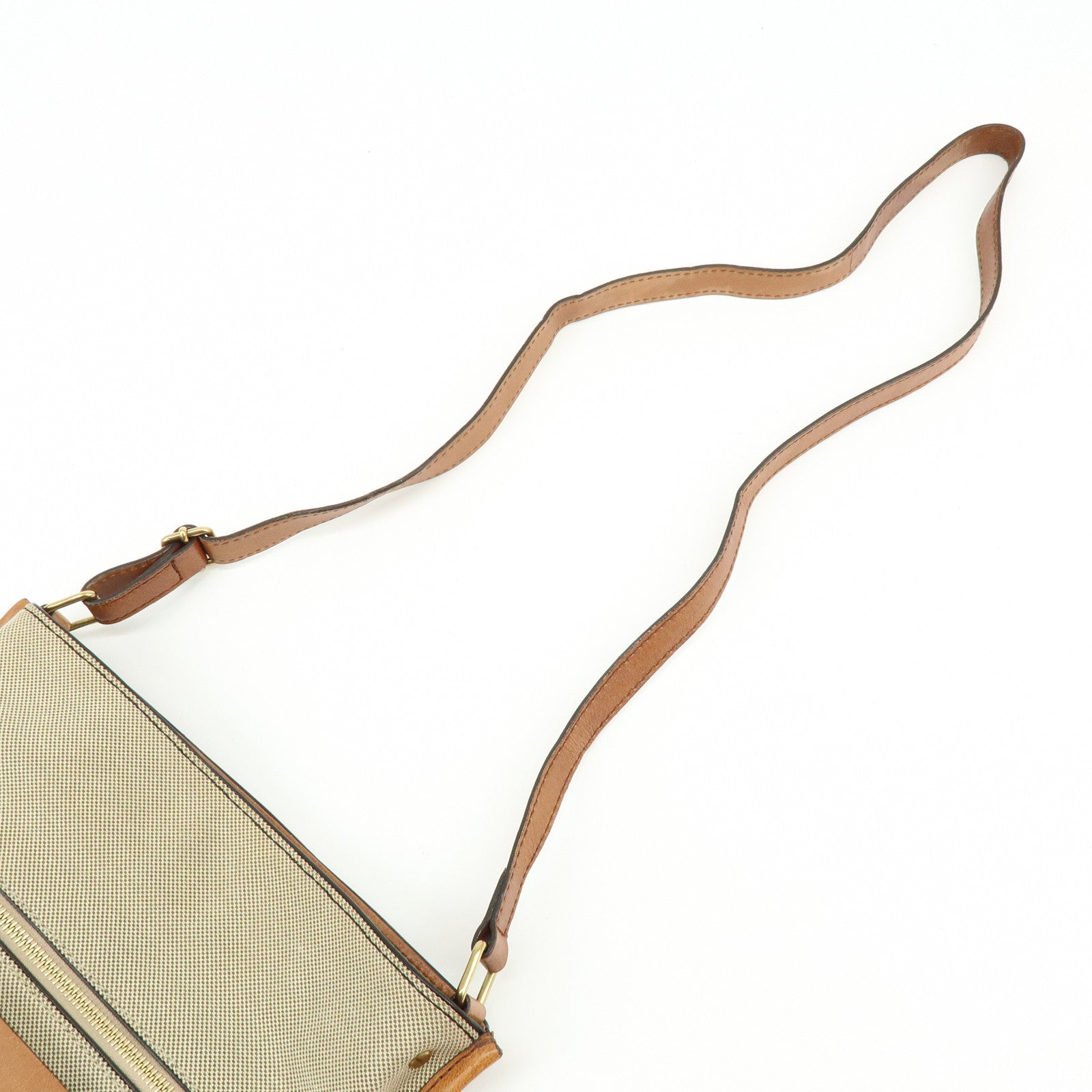 Chloe Harley Canvas Leather Shoulder Crossbody Bag Natural Brown