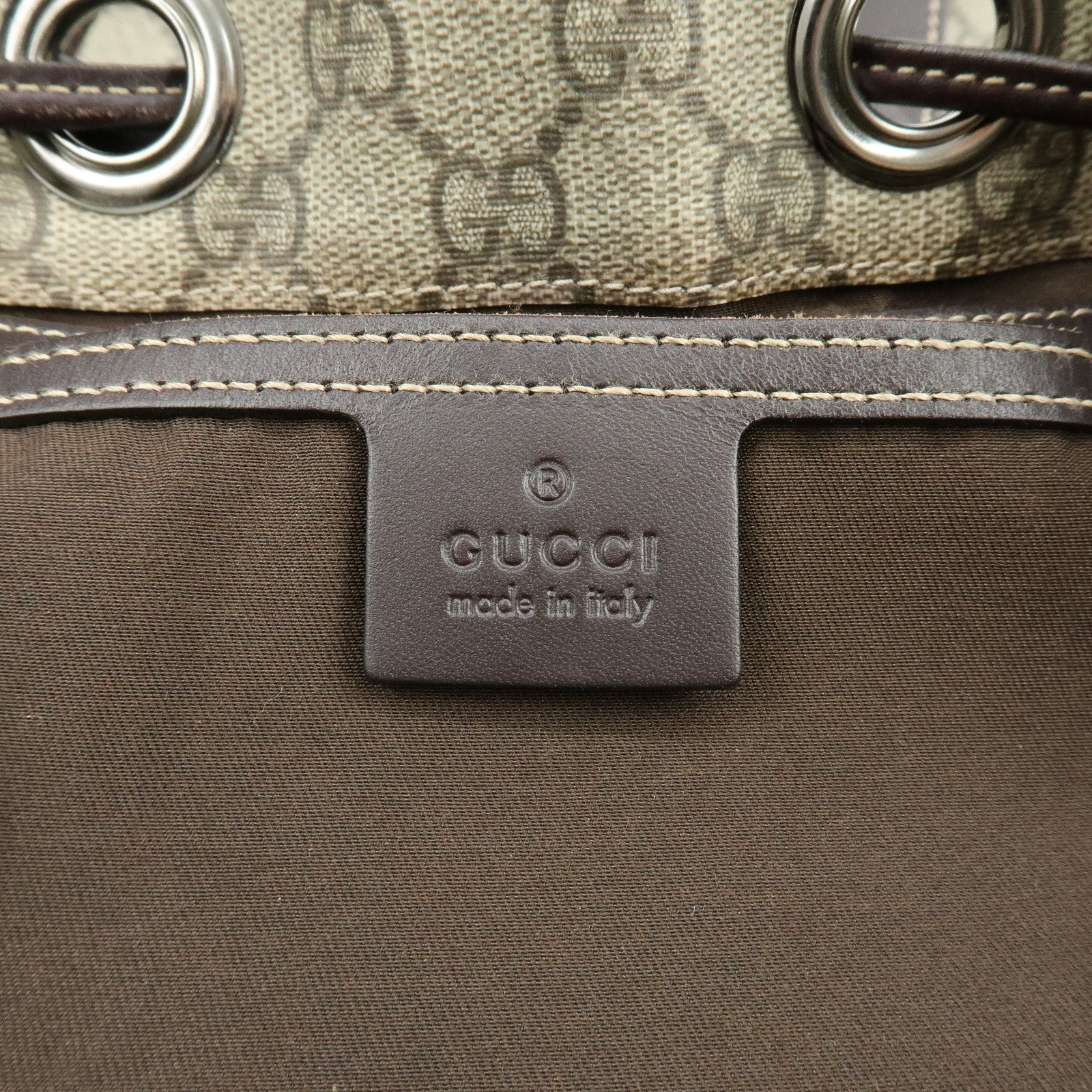 GUCCI GG Supreme Leather Backpack Rucksack Beige Brown 189745