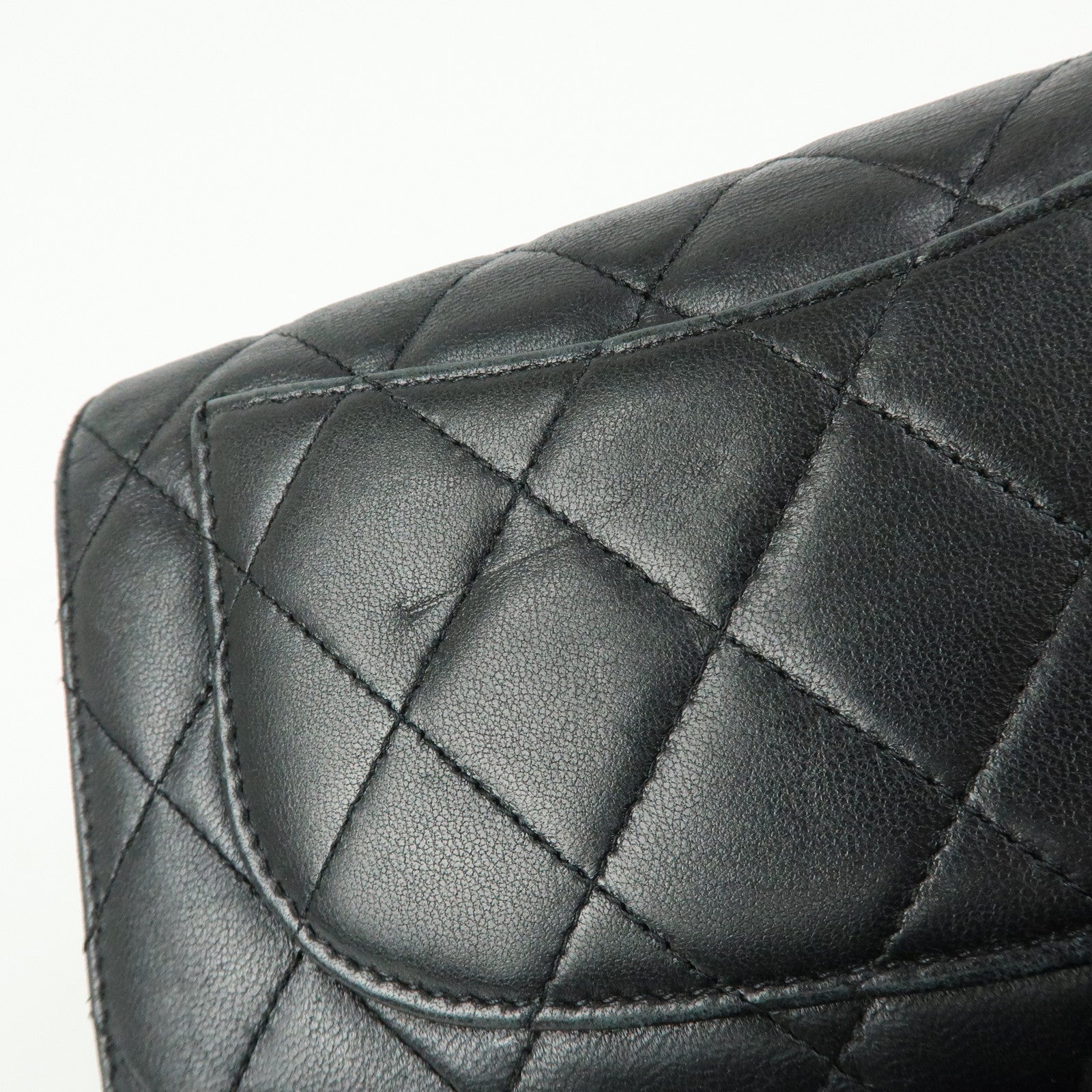 CHANEL Matelasse COCO Mark Lamb Skin Flap Bi-fold Long Wallet Black
