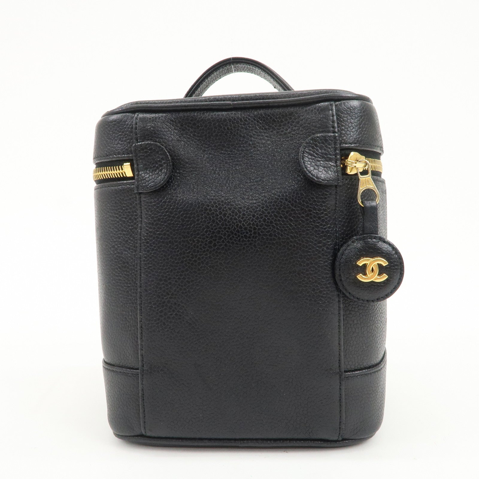 CHANEL COCO Mark Caviarskin Vanity Bag Hand Bag Black A01998