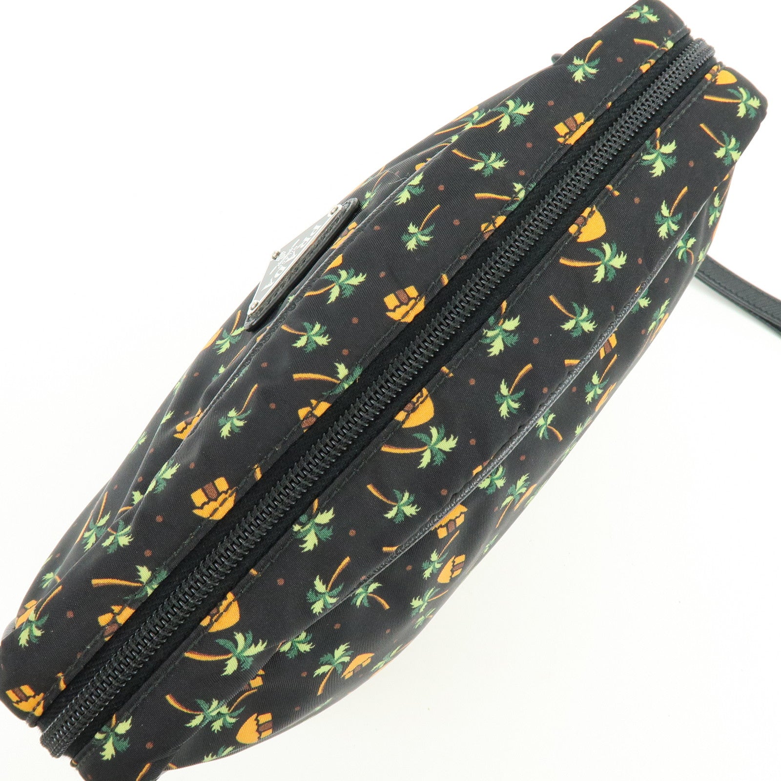 PRADA Triangle Logo Nylon Saffiano Leather Cosmetic Pouch 2NE007