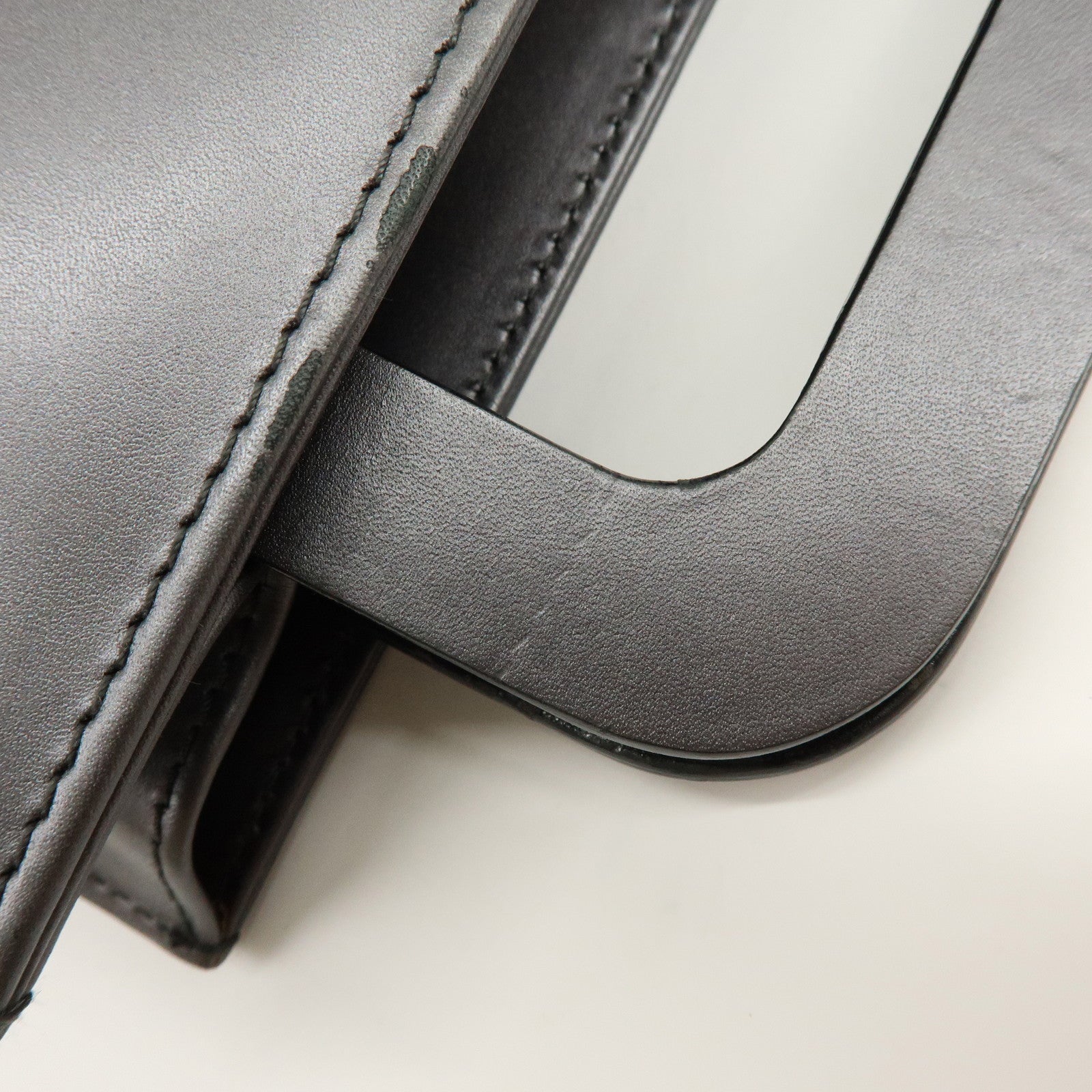 GUCCI Leather 2Way Bag Hand Shoulder Bag Silver Gray 001・1434・1855