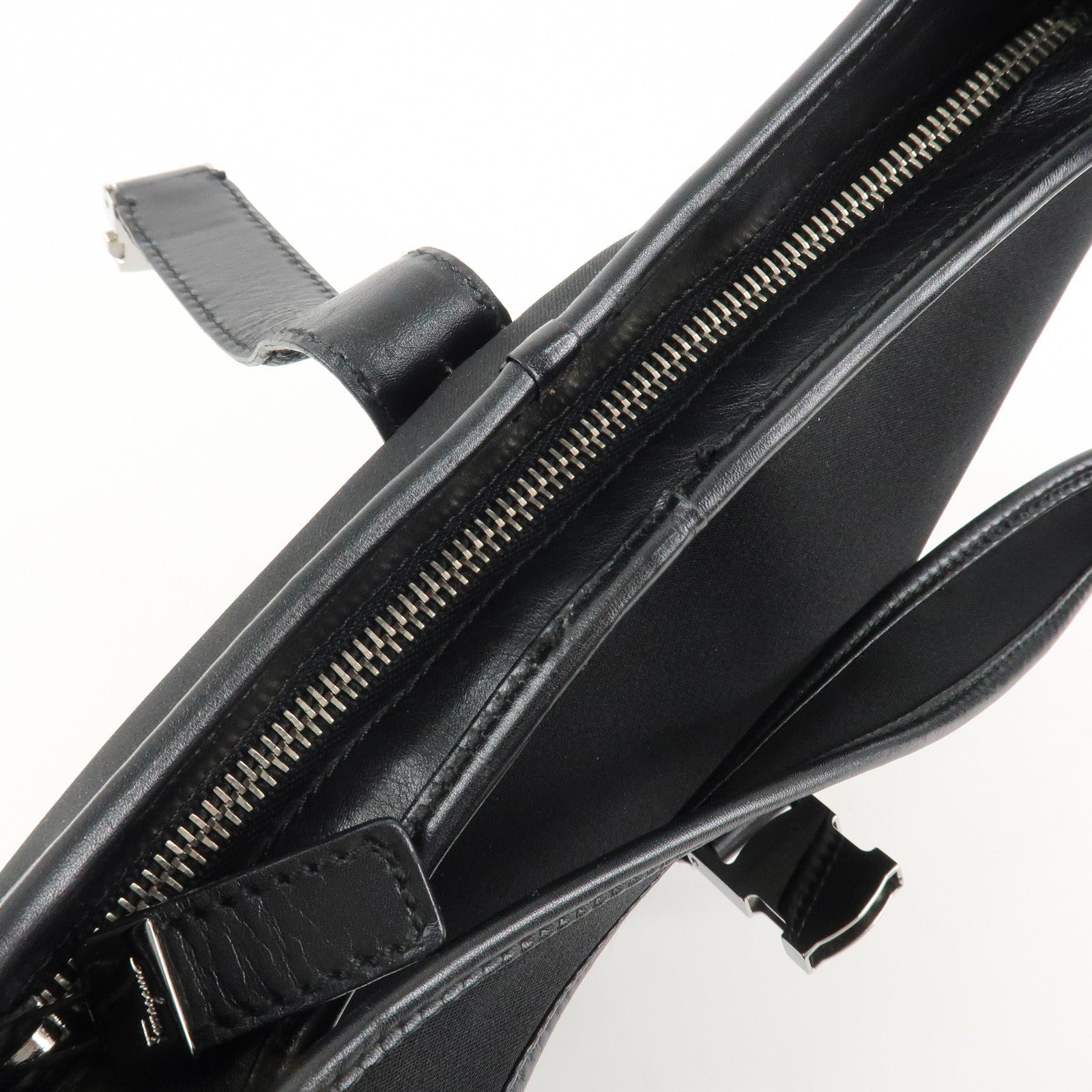 Ferragamo Nylon  Canvas One Shoulder Bag Black Silver Hardware Used