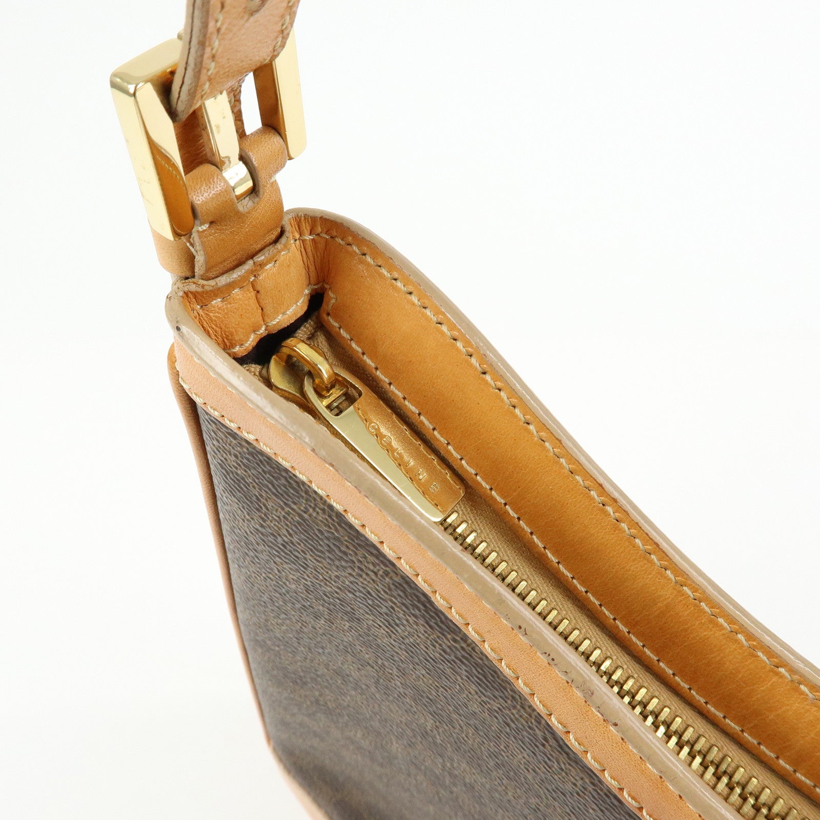CELINE Macadam PVC Leather Shoulder Bag Hand Bag Brown